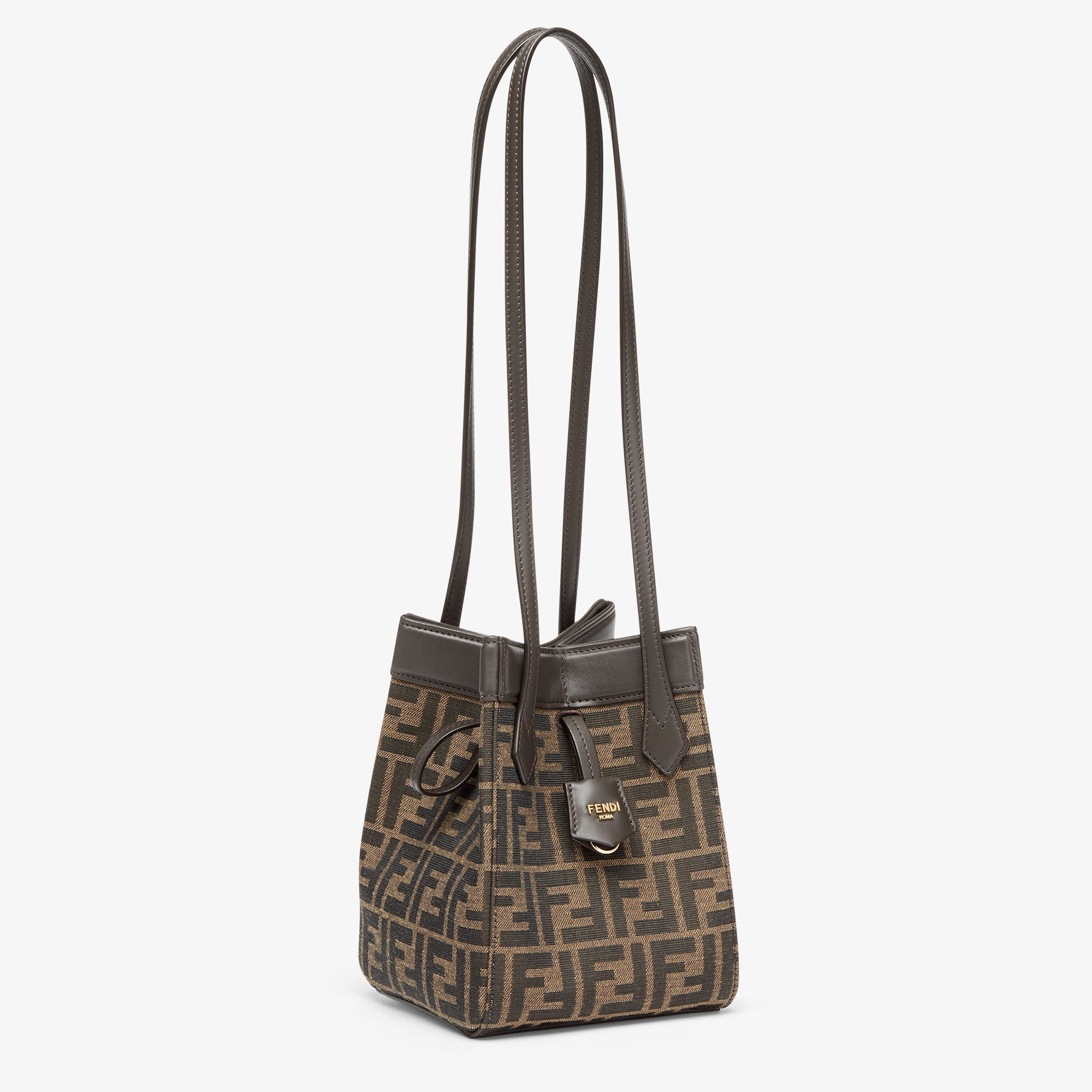 Fendi Origami Mini Brown FF jacquard fabric mini bag that can be transformed