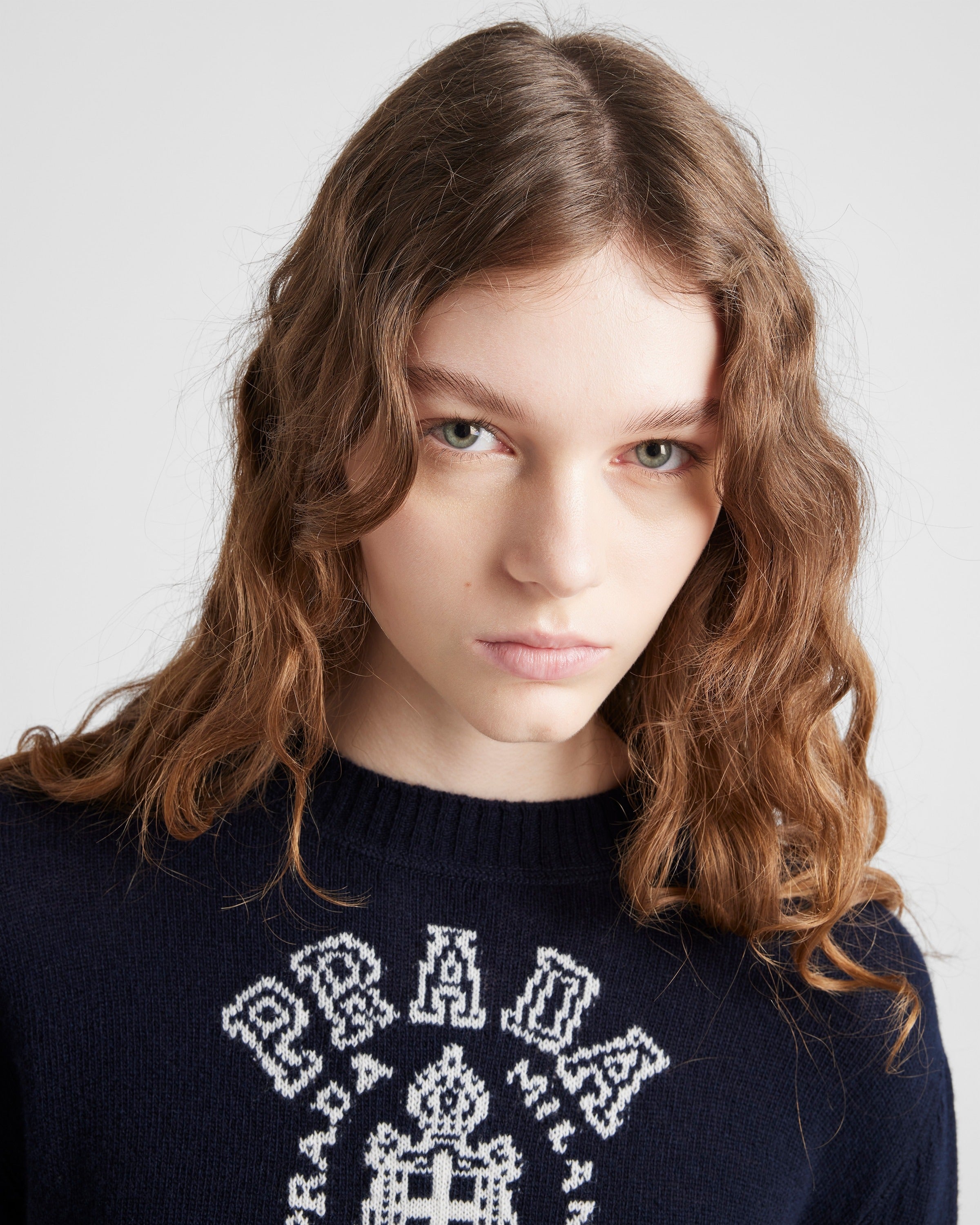 Wool and cashmere intarsia sweater Blue/White