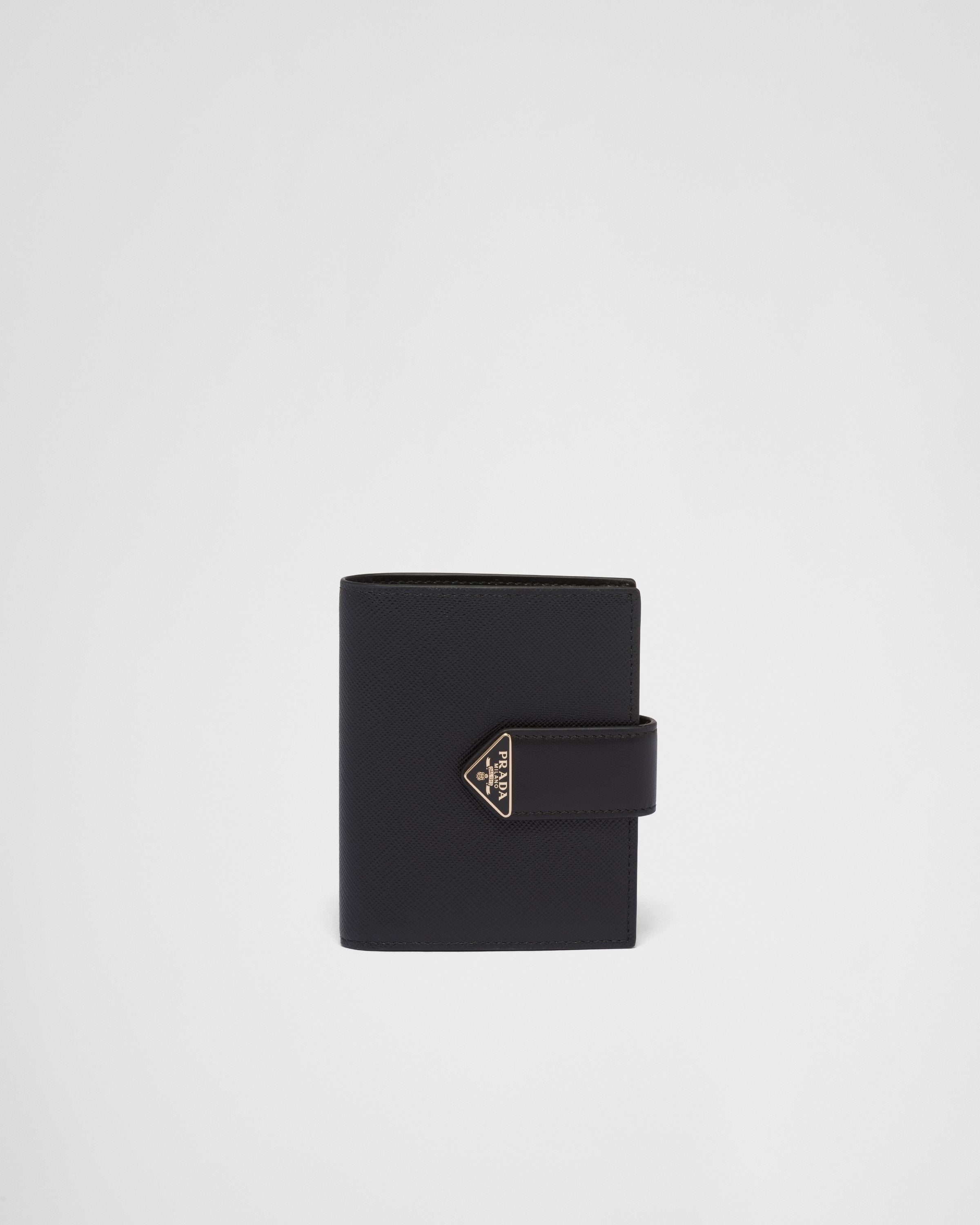 Small Saffiano and smooth leather wallet Black