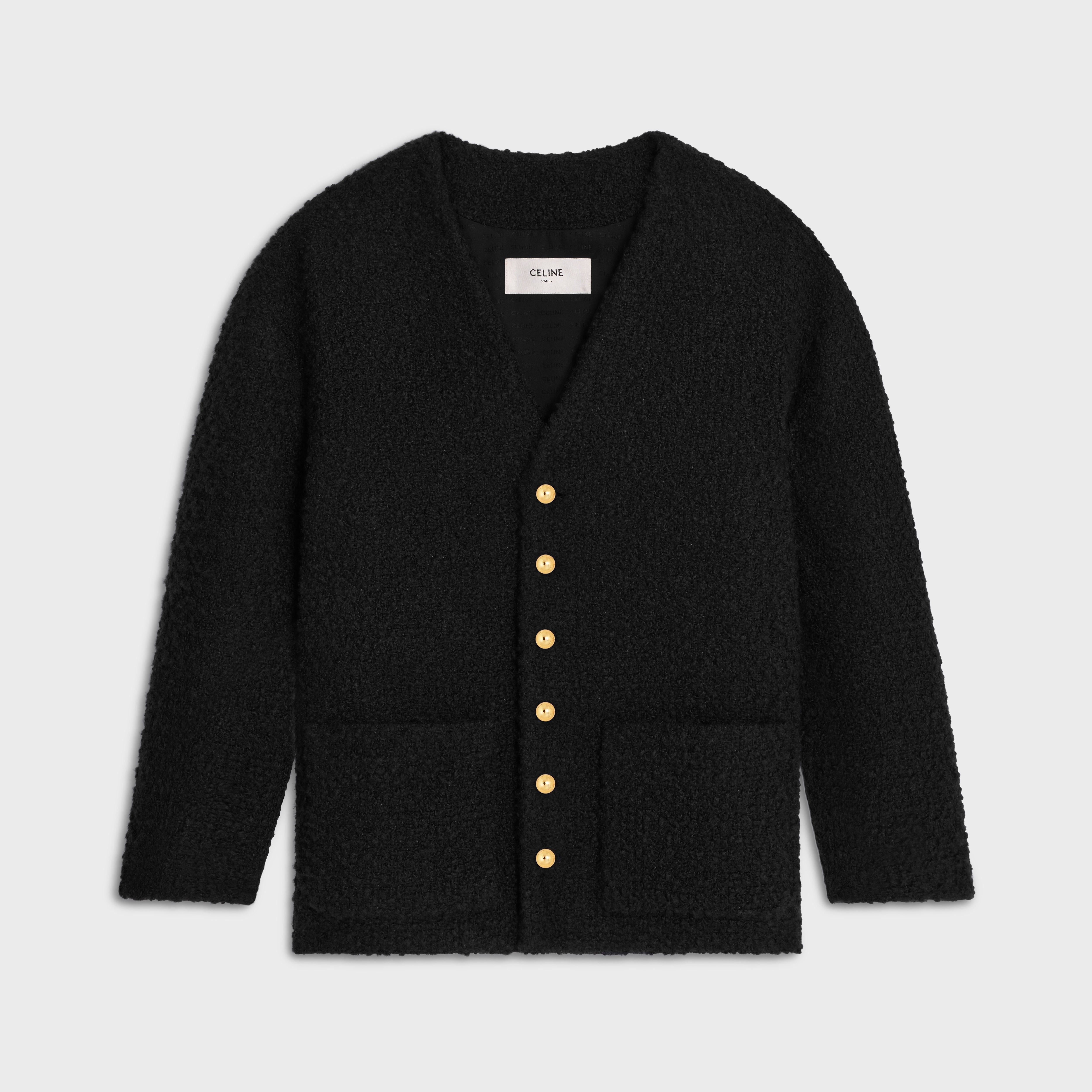 OVERSIZED JACKET IN BOUCLÉ TWEED CASHMERE - BLACK