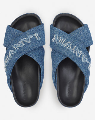 LANVIN TINKLE SANDALS IN DENIM - DENIM BLUE