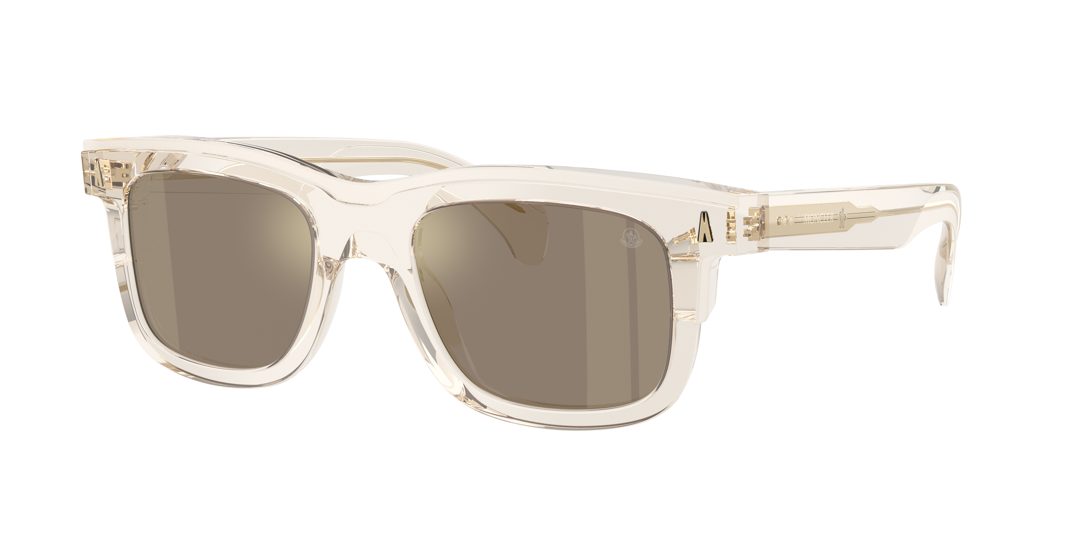 MONCLER ME6004 Claro Transparent Butter - Unisex Sunglasses, Light Brown Mirror Gold Lens