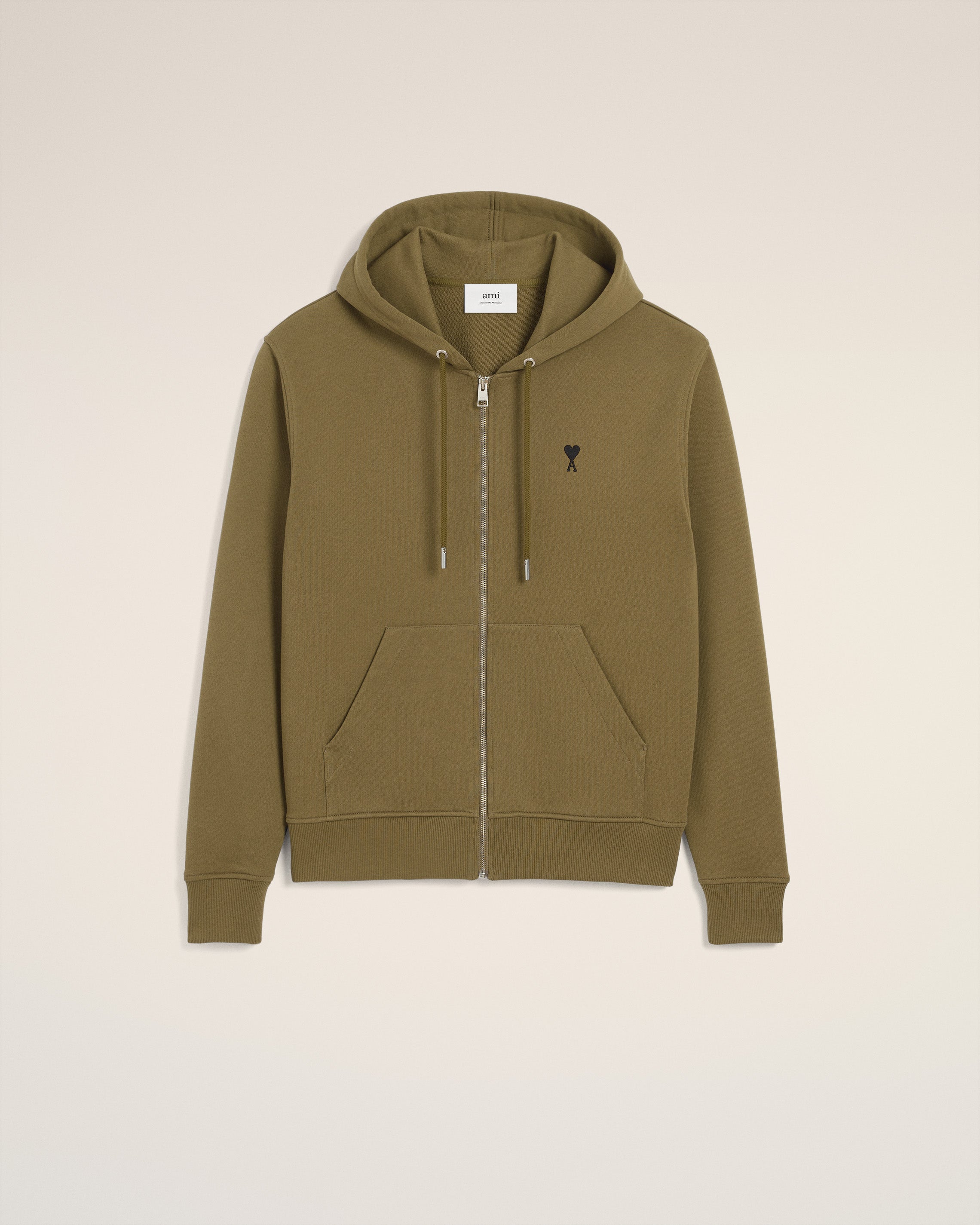 Green Cotton Zipped Ami De Coeur Hoodie BRONZE