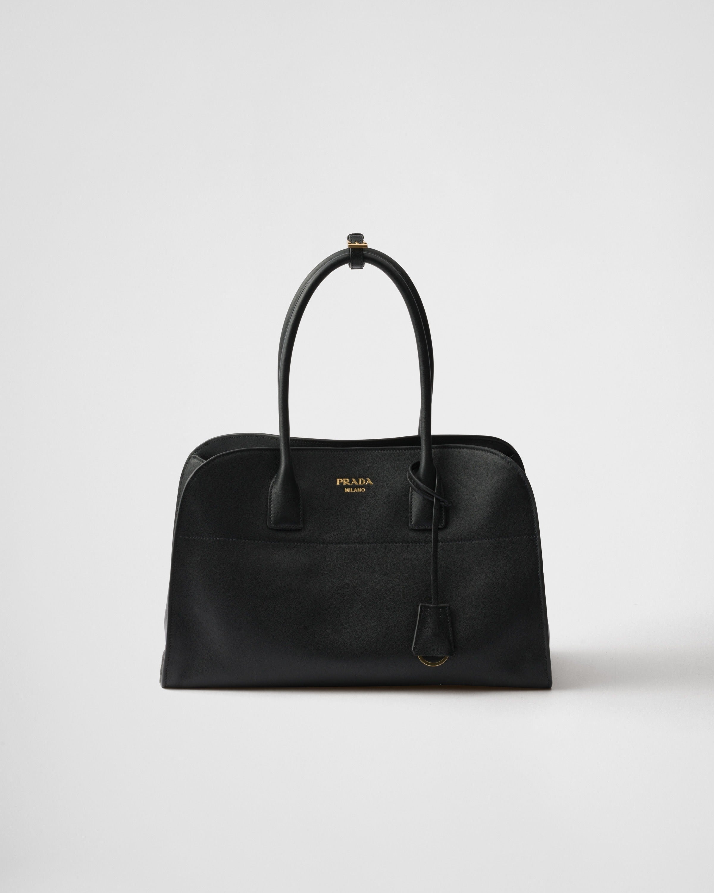 Large leather tote bag Black