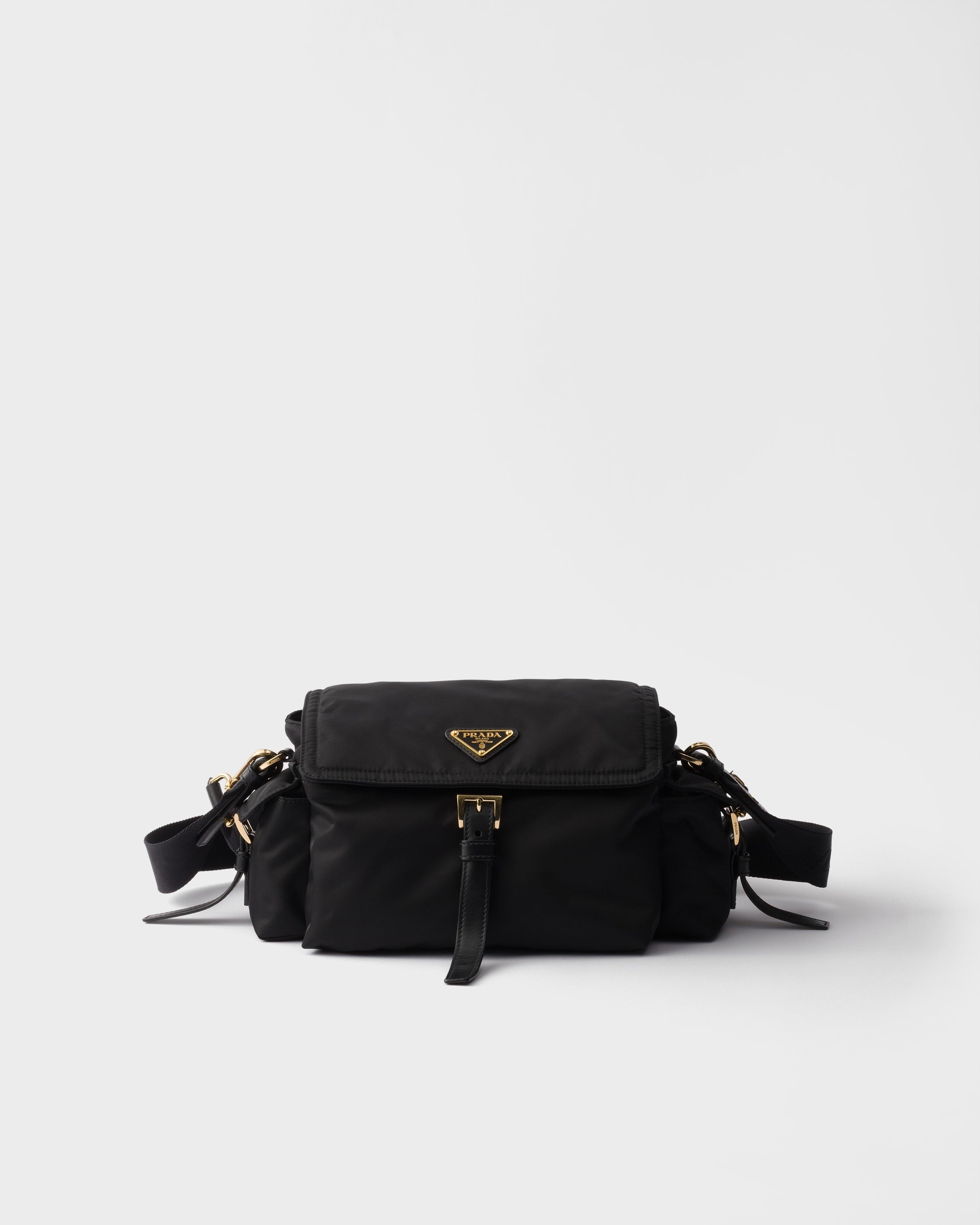 Prada Explore medium Re-Nylon shoulder bag with flap Black