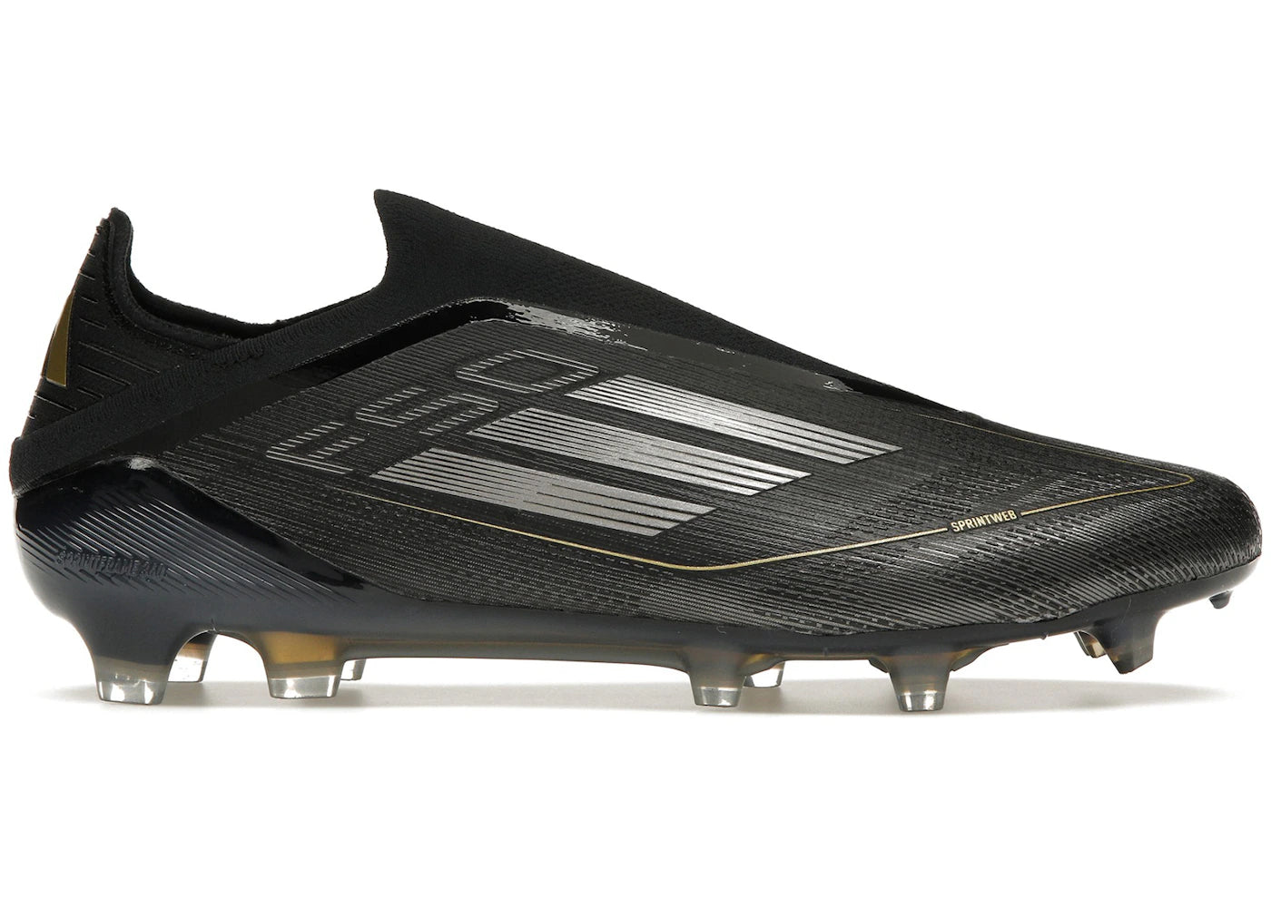 adidas F50 Elite Laceless FG Core Black Iron Metallic Gold Metallic