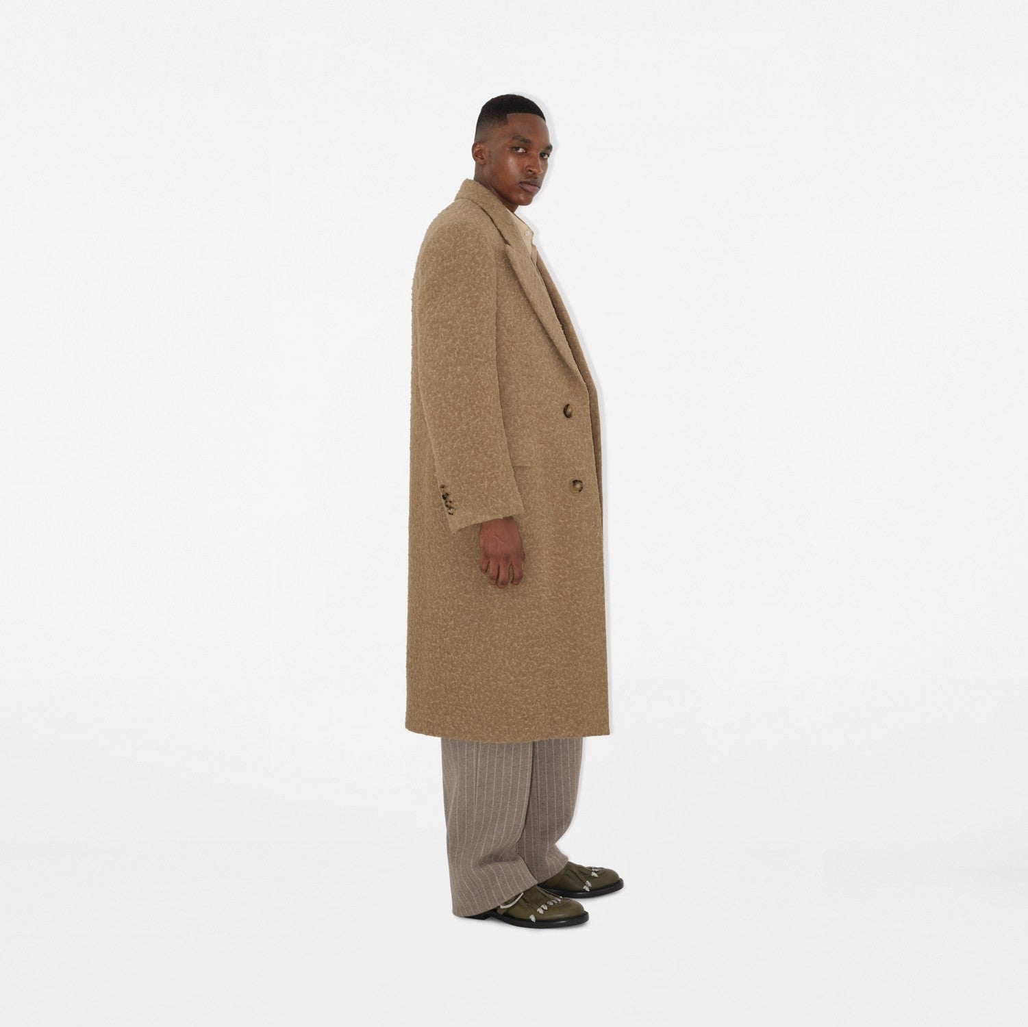 Linen Wool Blend Tailored Coat - Clay