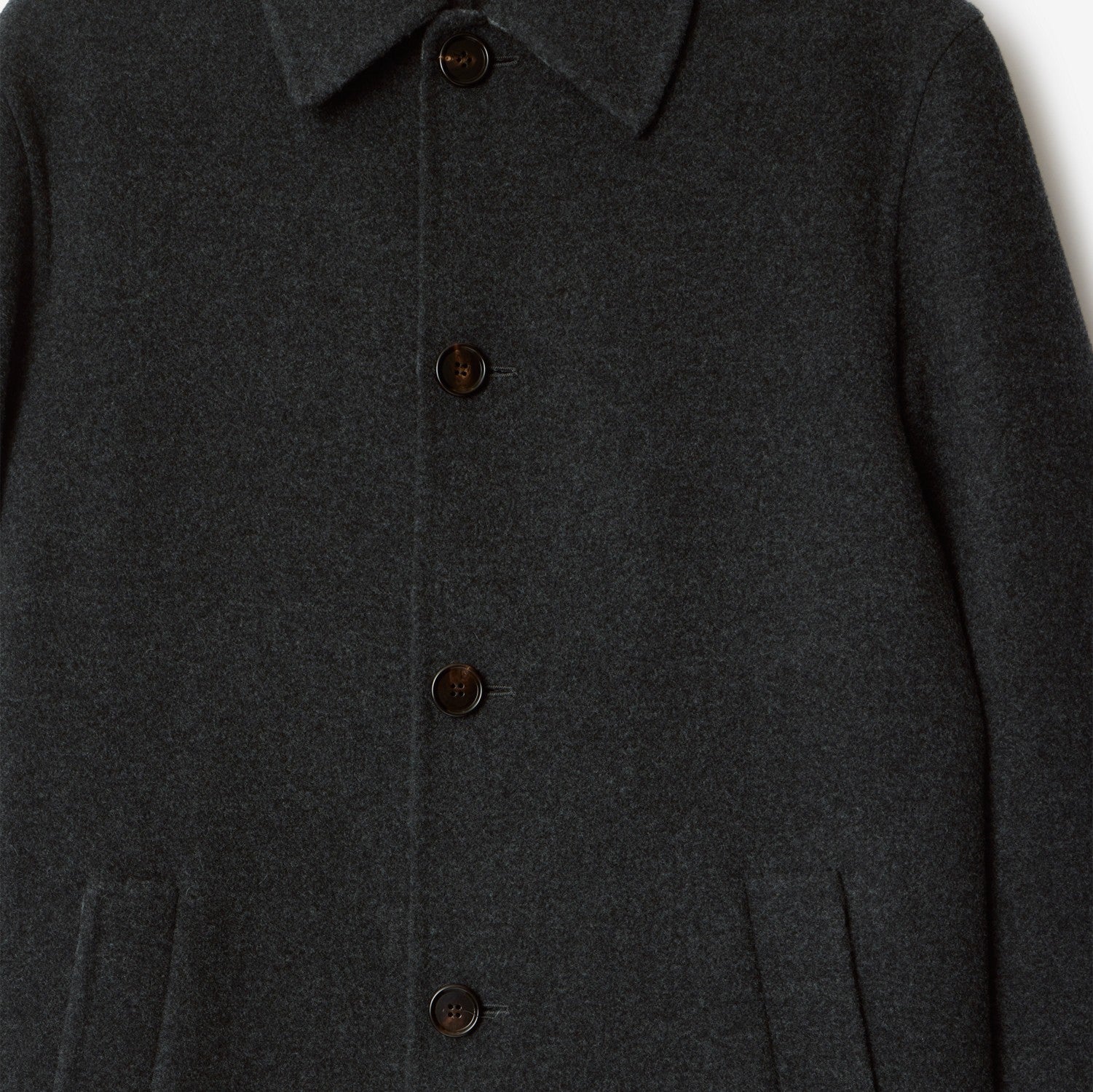 Mid-length Wool Car Coat - Charcoal