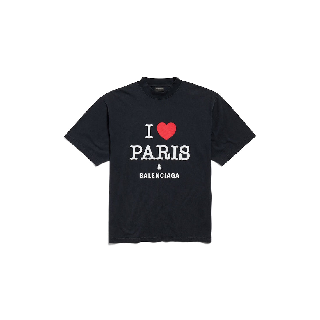 I Love Paris & Balenciaga T-shirt Medium Fit in Black Faded