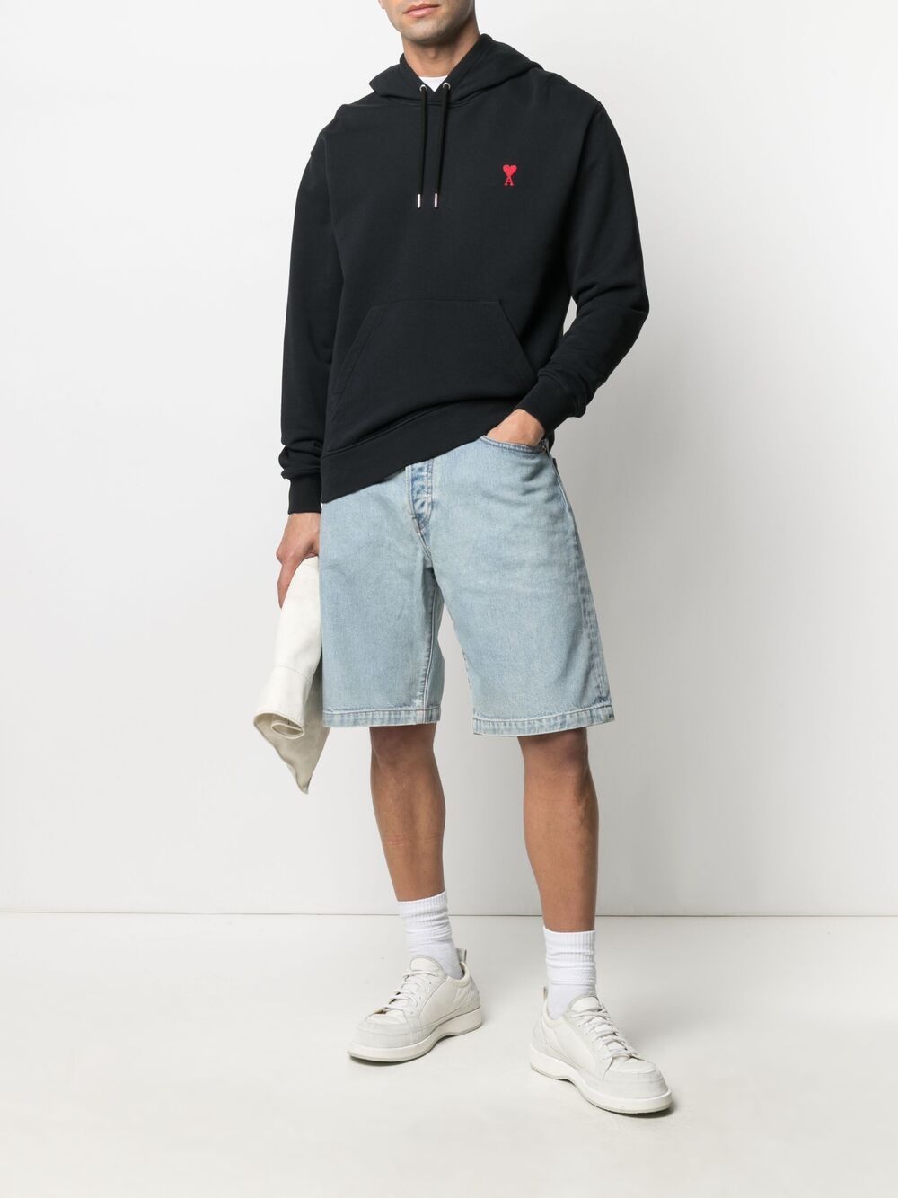 AMI Paris logo-embroidered Drawstring Hoodie