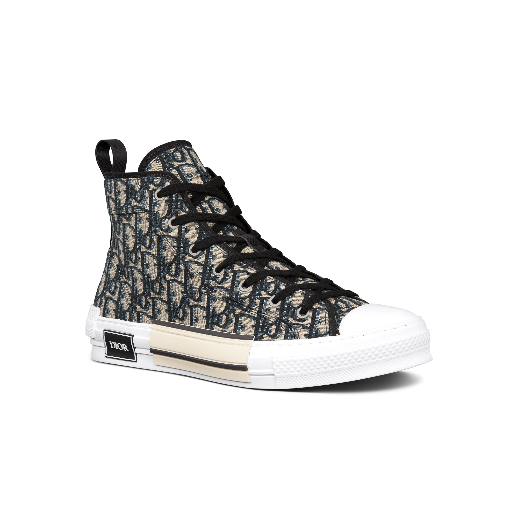 B23 High-Top Sneaker - Beige and Black Dior Oblique Jacquard