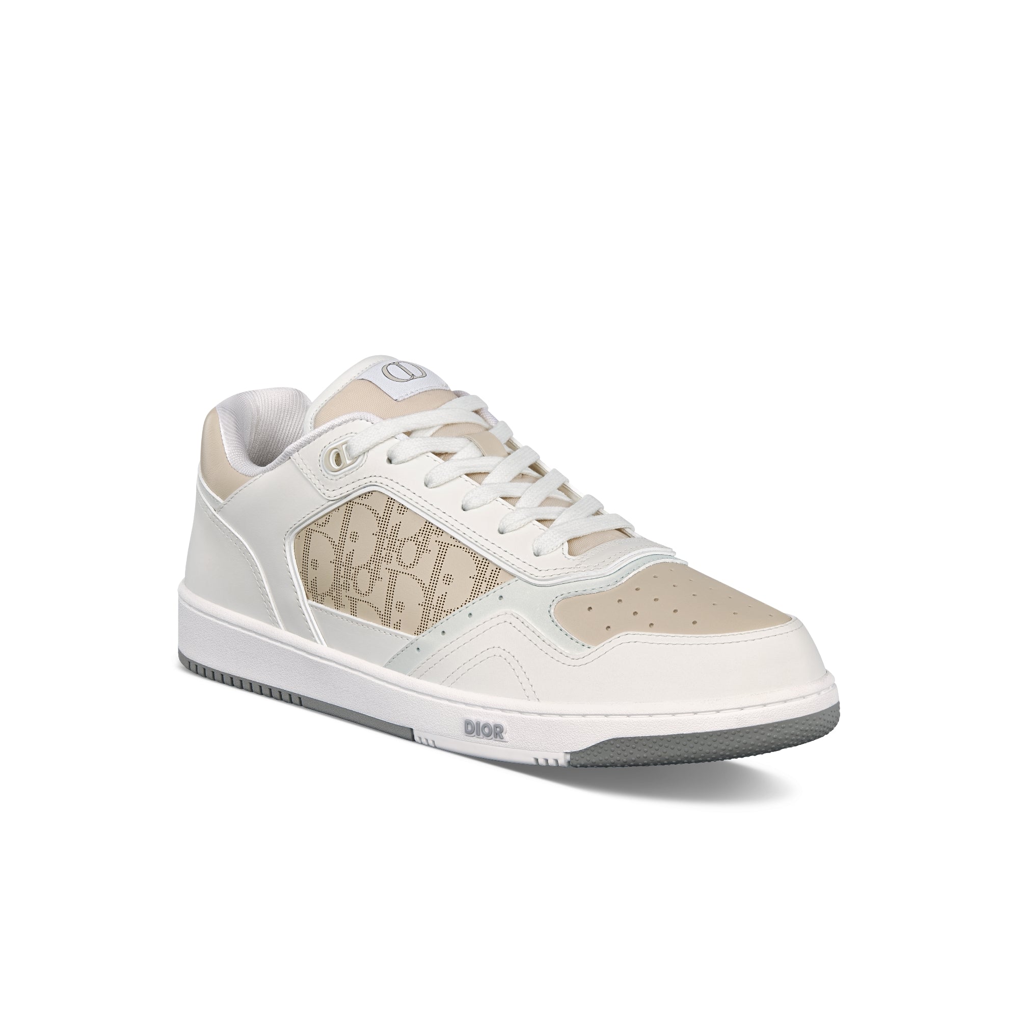 B27 Low-Top Sneaker - White and Beige Smooth Calfskin with Beige Dior Oblique Galaxy Leather