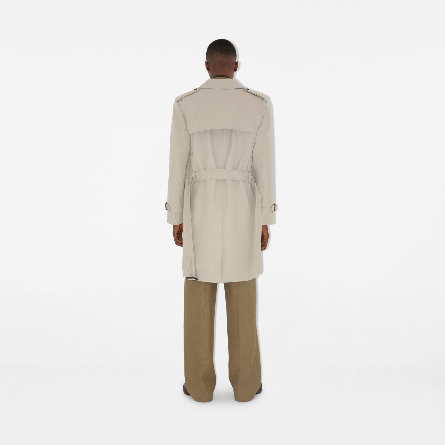 Long Cotton Blend Trench Coat - Heron