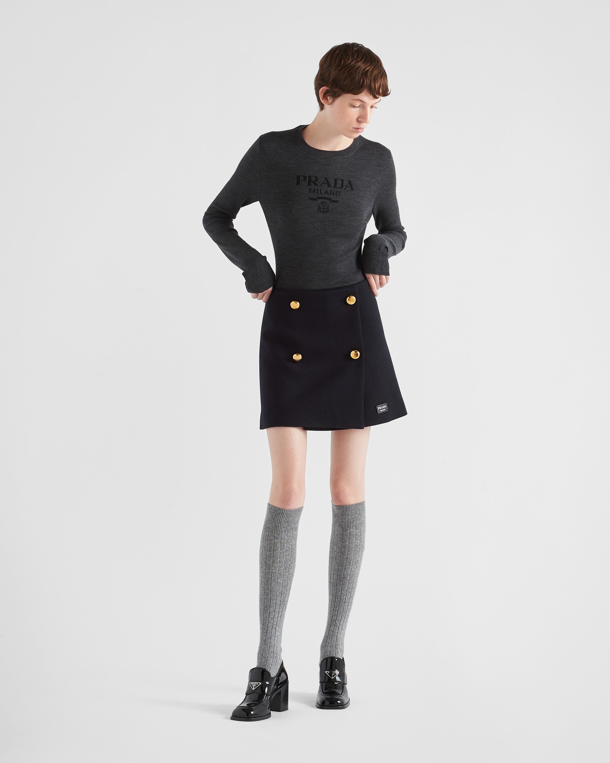 Superfine wool crew-neck sweater Anthracite Gray