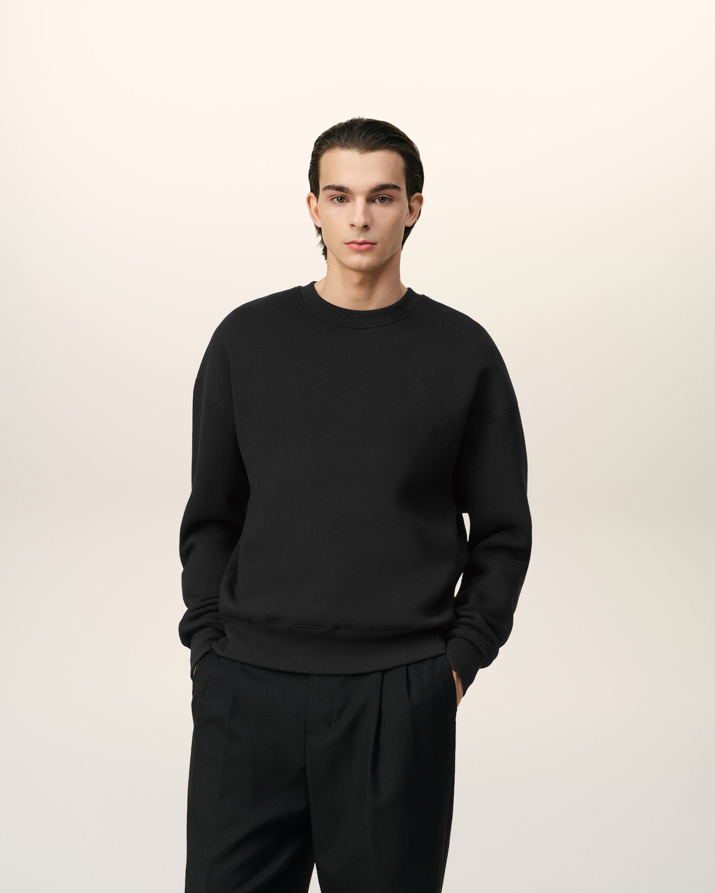 BLACK COTTON AMI DE COEUR SWEATSHIRT BLACK