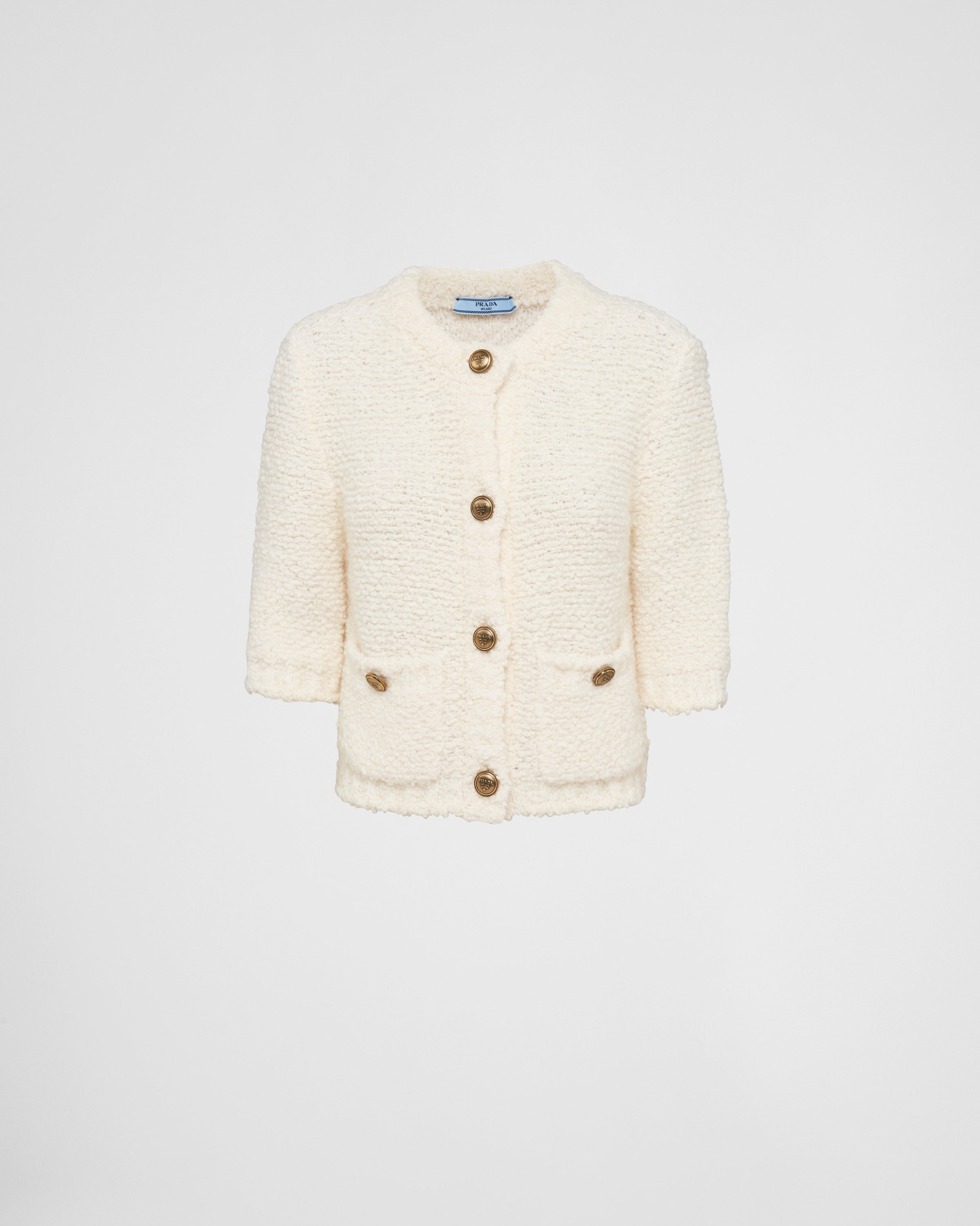 Bouclé mohair cardigan White
