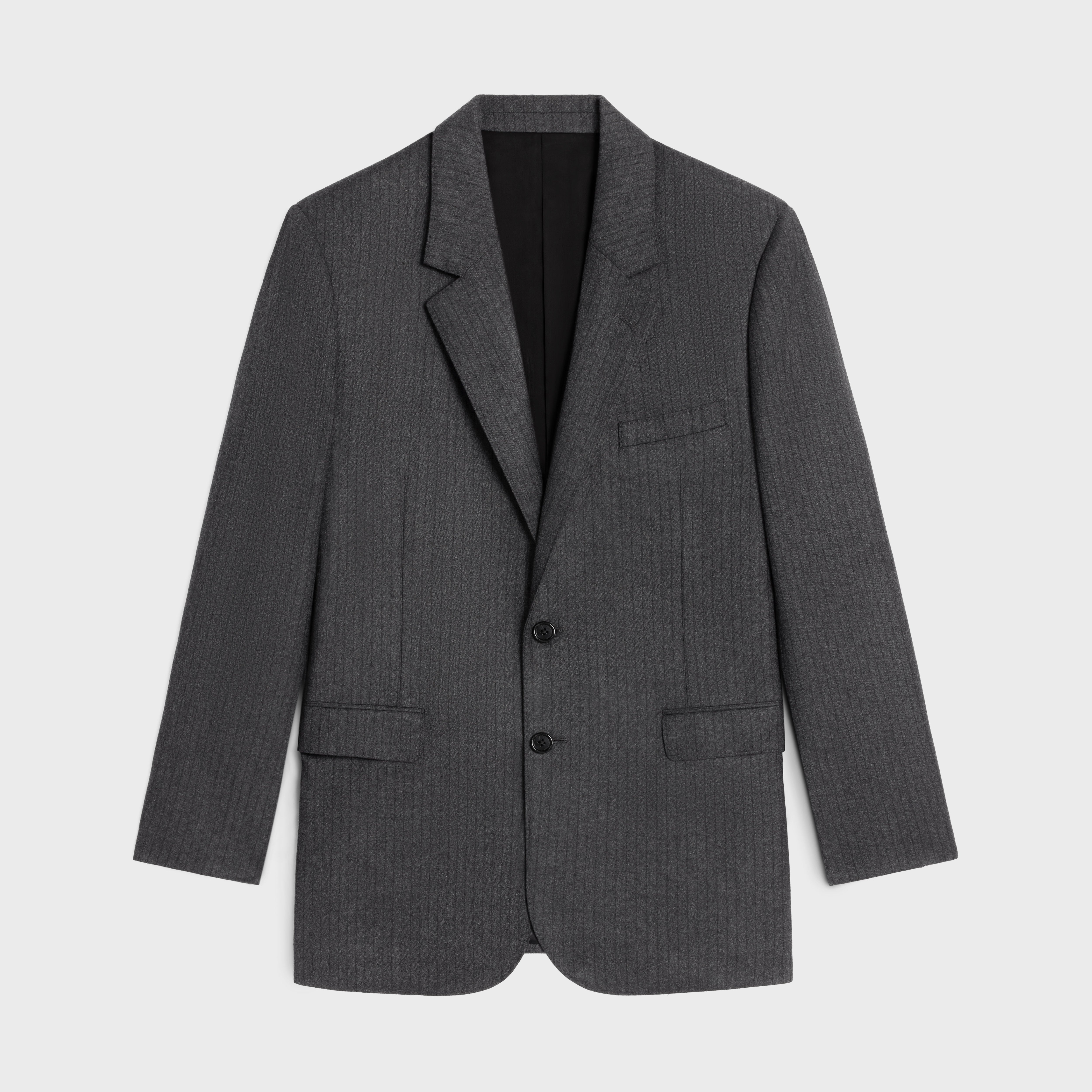 JUDE JACKET IN WOOL AND CASHMERE FLANNEL - ANTHRACITE/NOIR