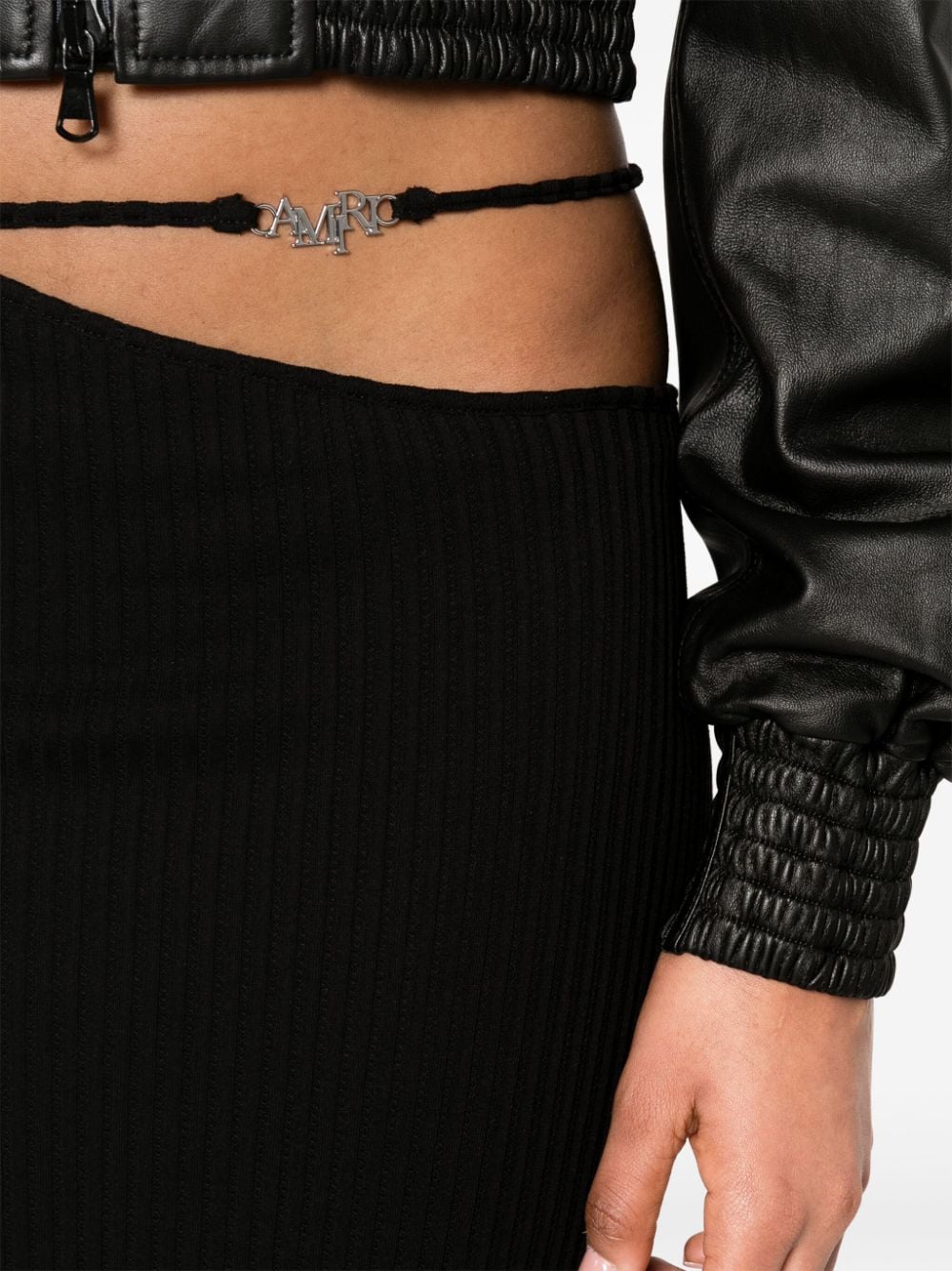 Strap-detail pencil midi skirt