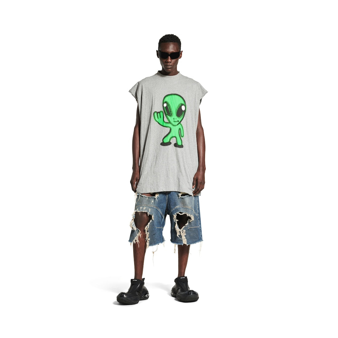 Hi There + Dripley Sleeveless T-shirt in Heather Grey
