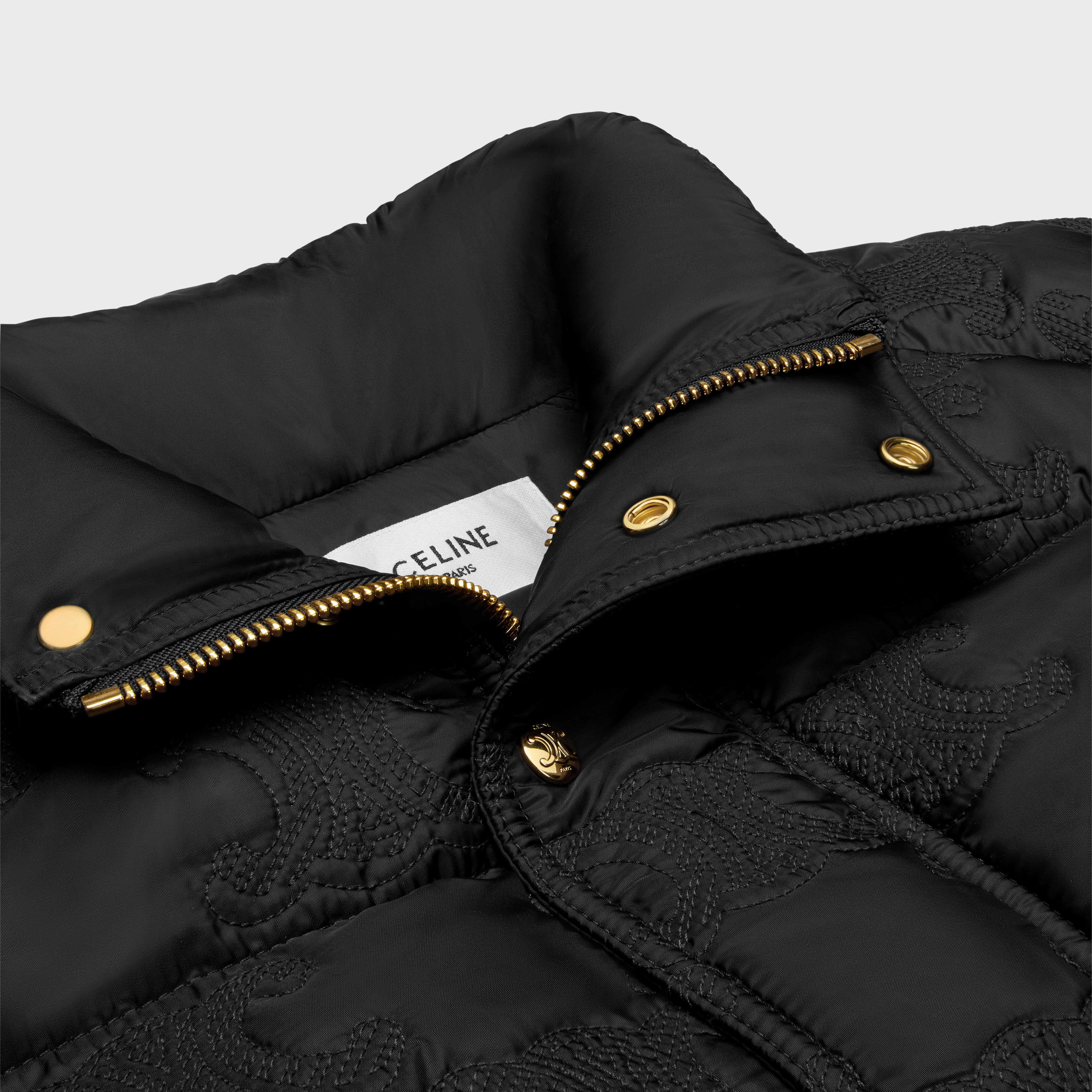 LONG TRIOMPHE DOWN JACKET IN LIGHTWEIGHT NYLON - BLACK