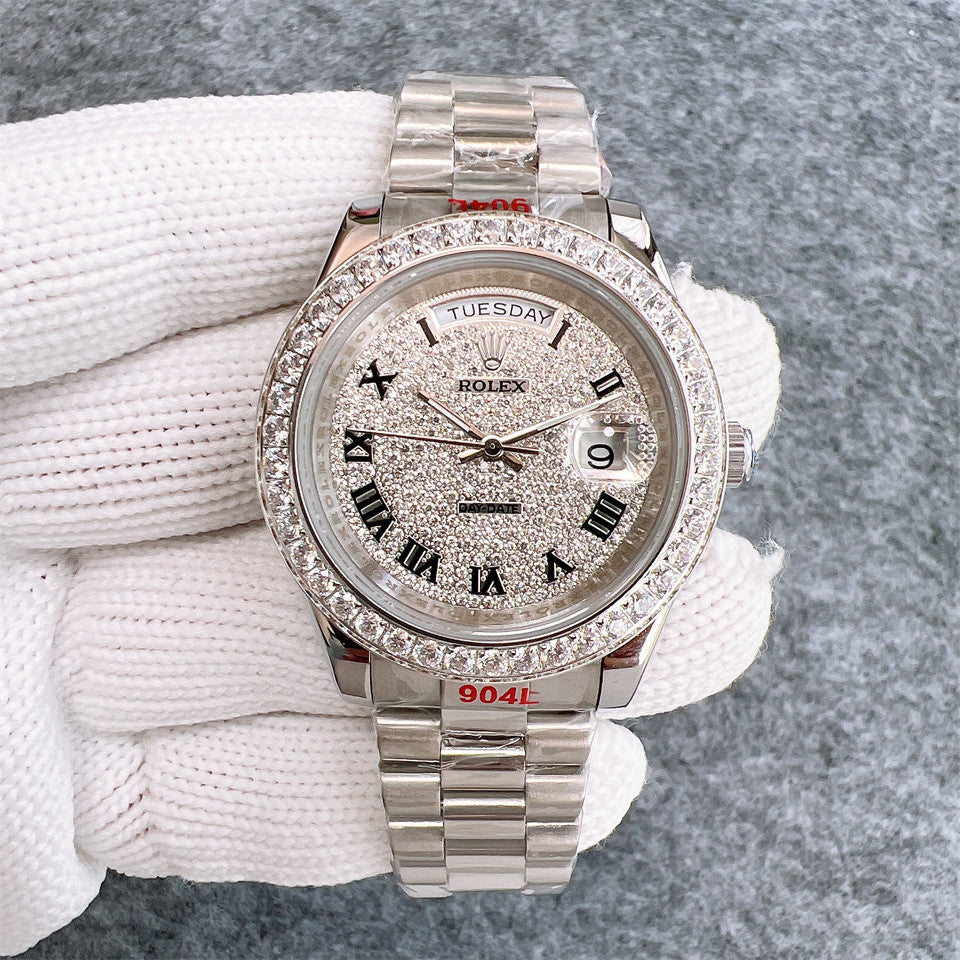 Rolex Day-Date 40mm Diamonds Silver Dial