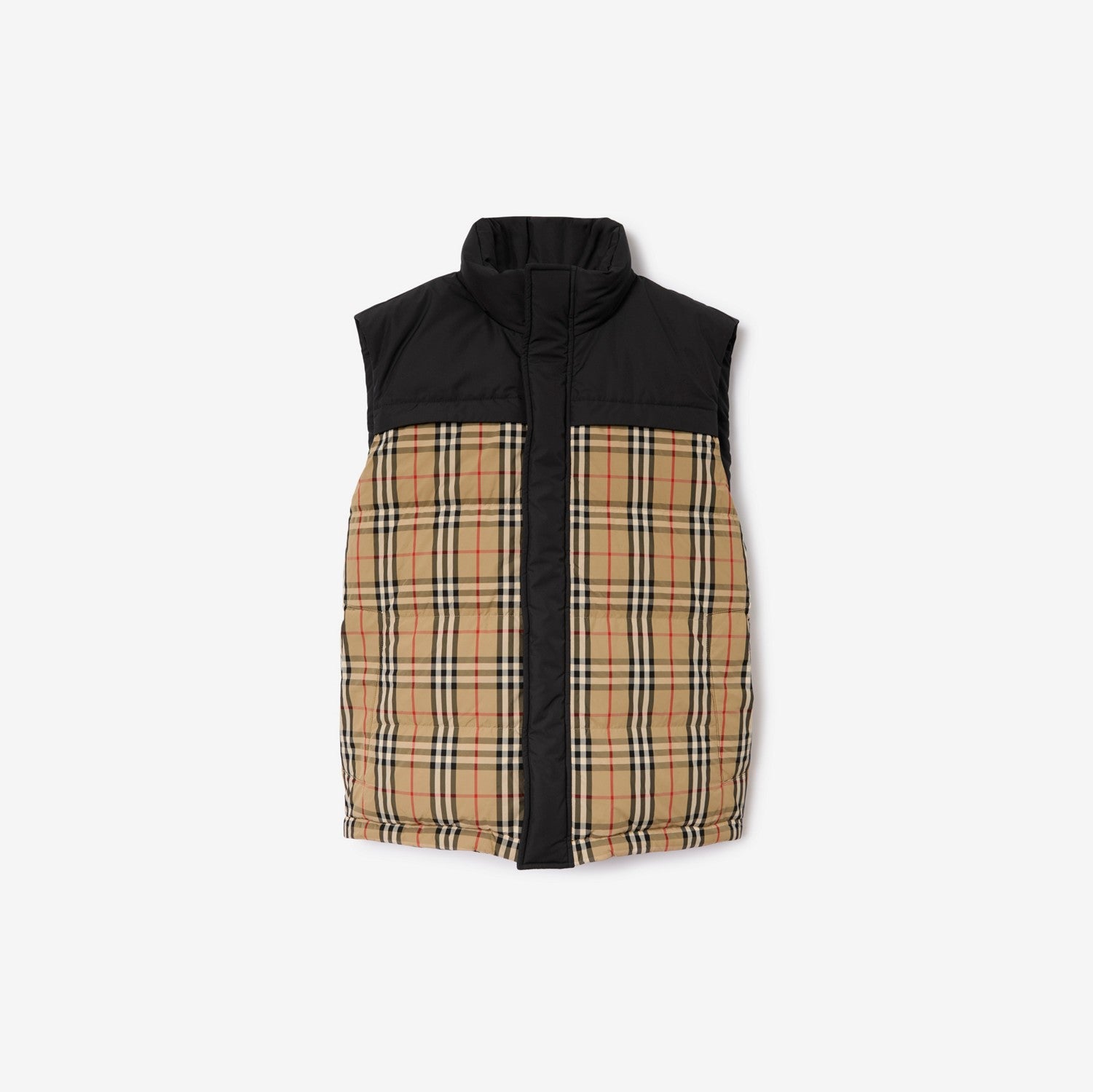 Reversible Check Puffer Gilet - Archive beige