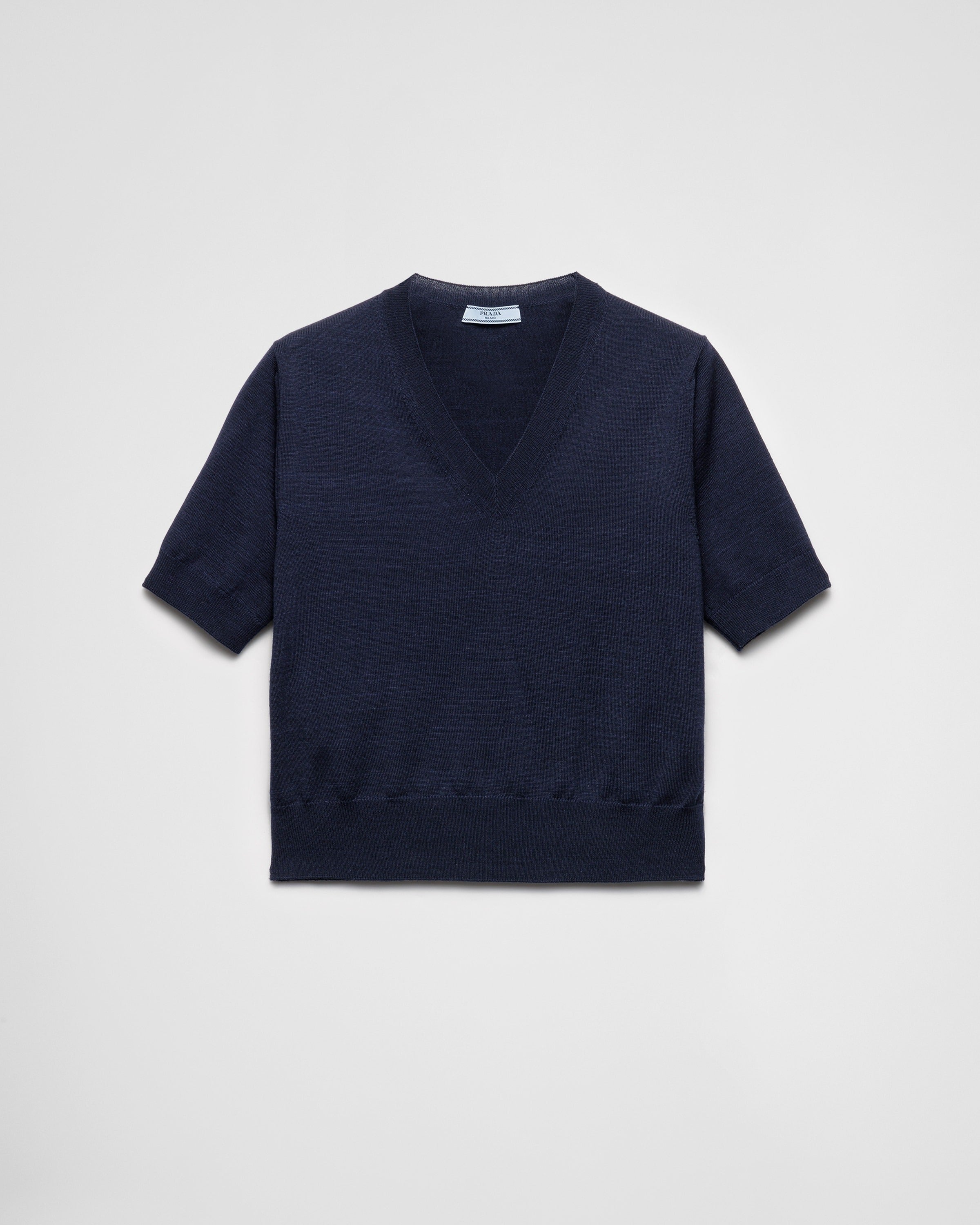 V-neck wool sweater Navy