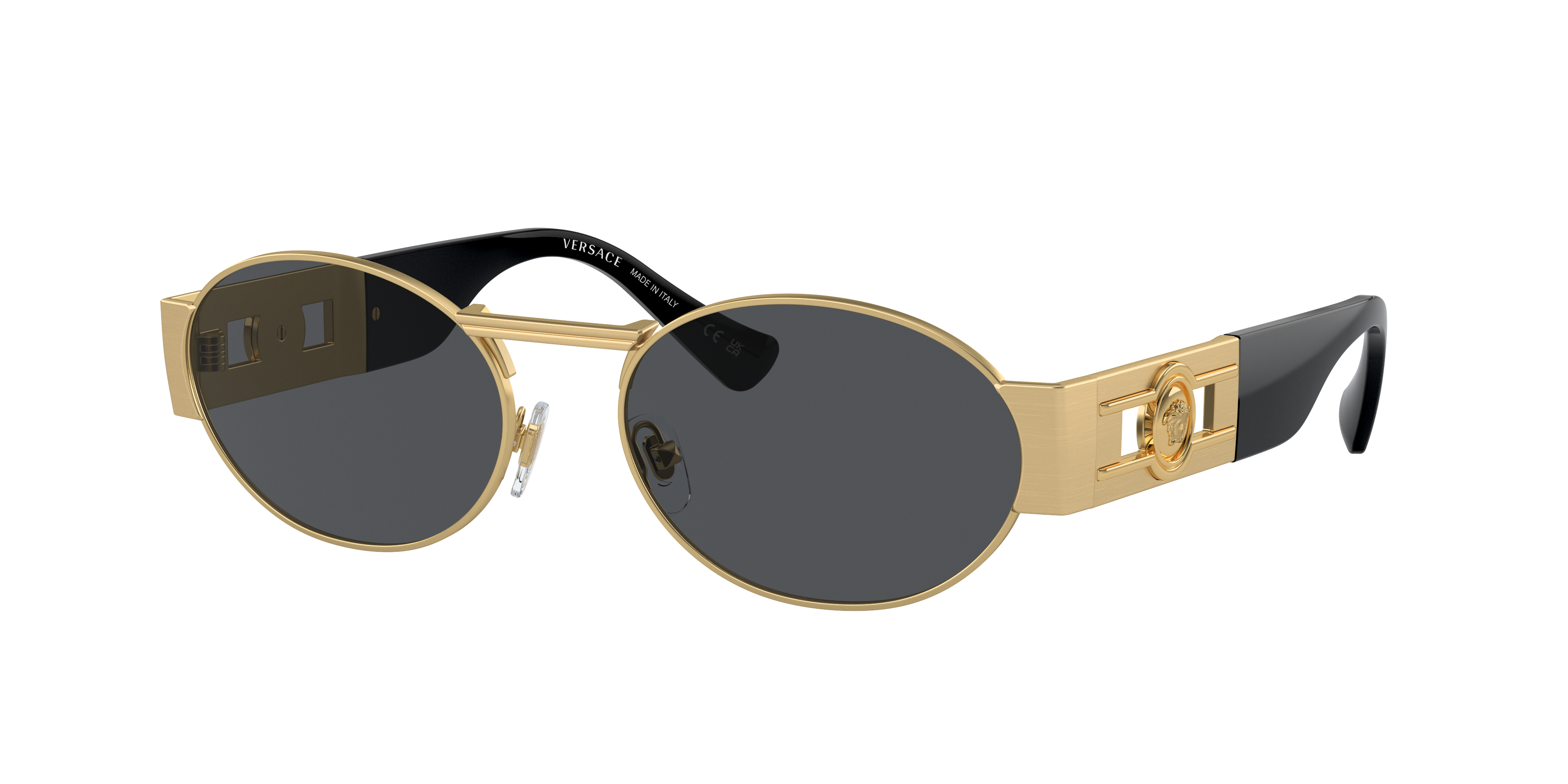 VERSACE VE2264 Matte Gold - Unisex Luxury Sunglasses, Dark Grey Lens