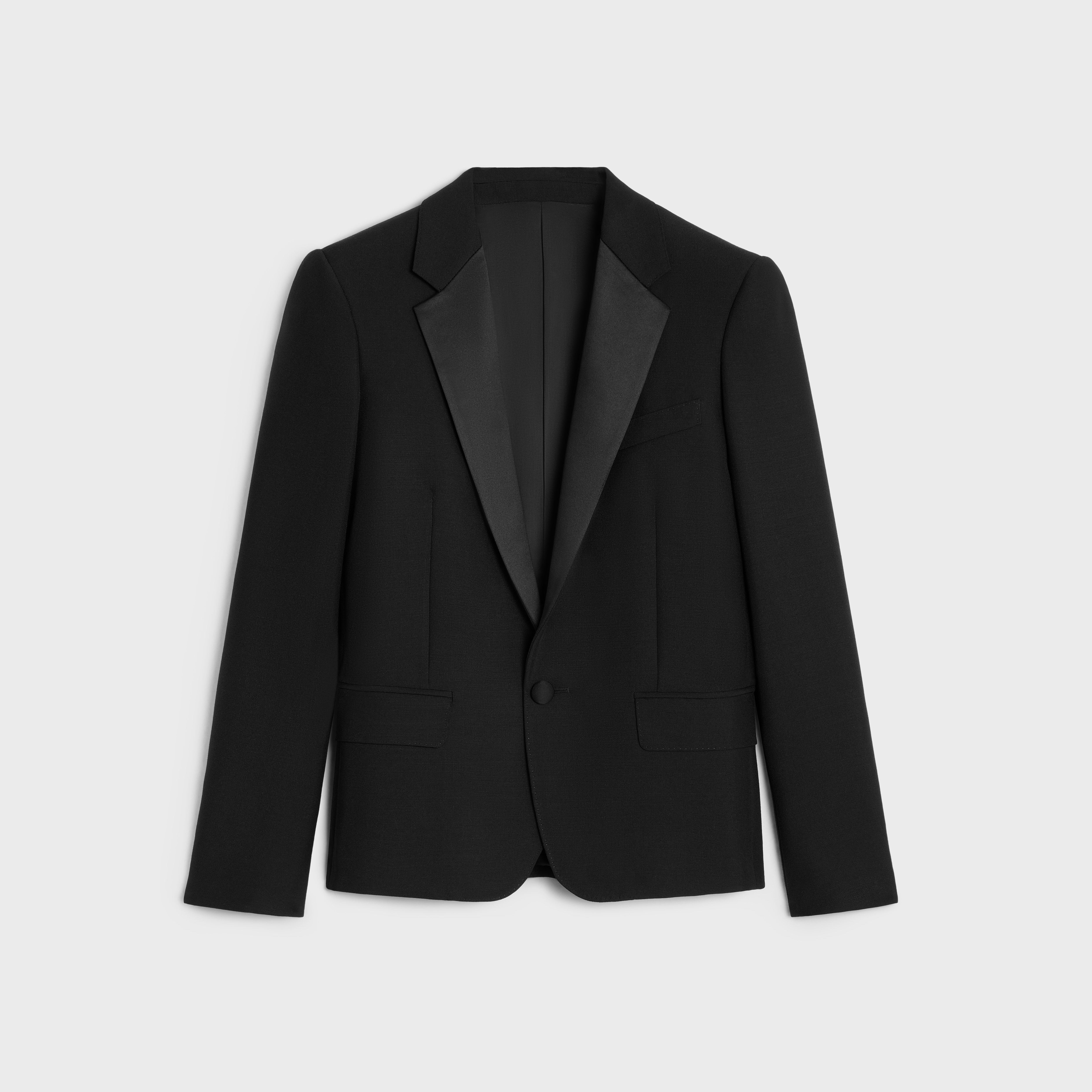 SHORT TUX JACKET IN WOOL AND MOHAIR - BLACK