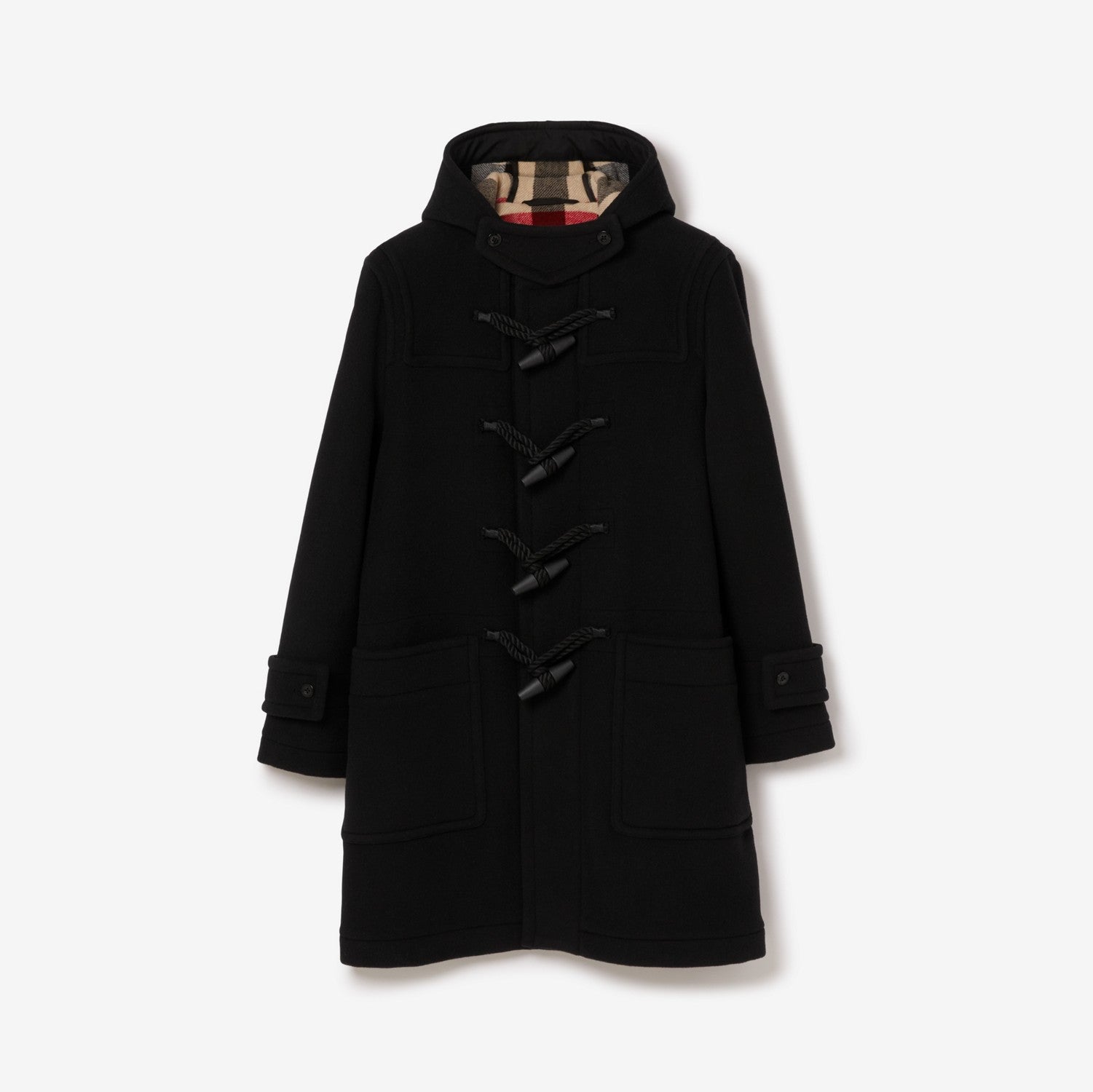 Wool Blend Duffle Coat - Black