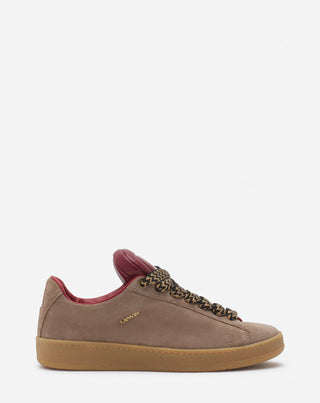 LANVIN X FUTURE HYPER CURB SNEAKERS IN LEATHER AND SUEDE FOR MEN - TAUPE/RED