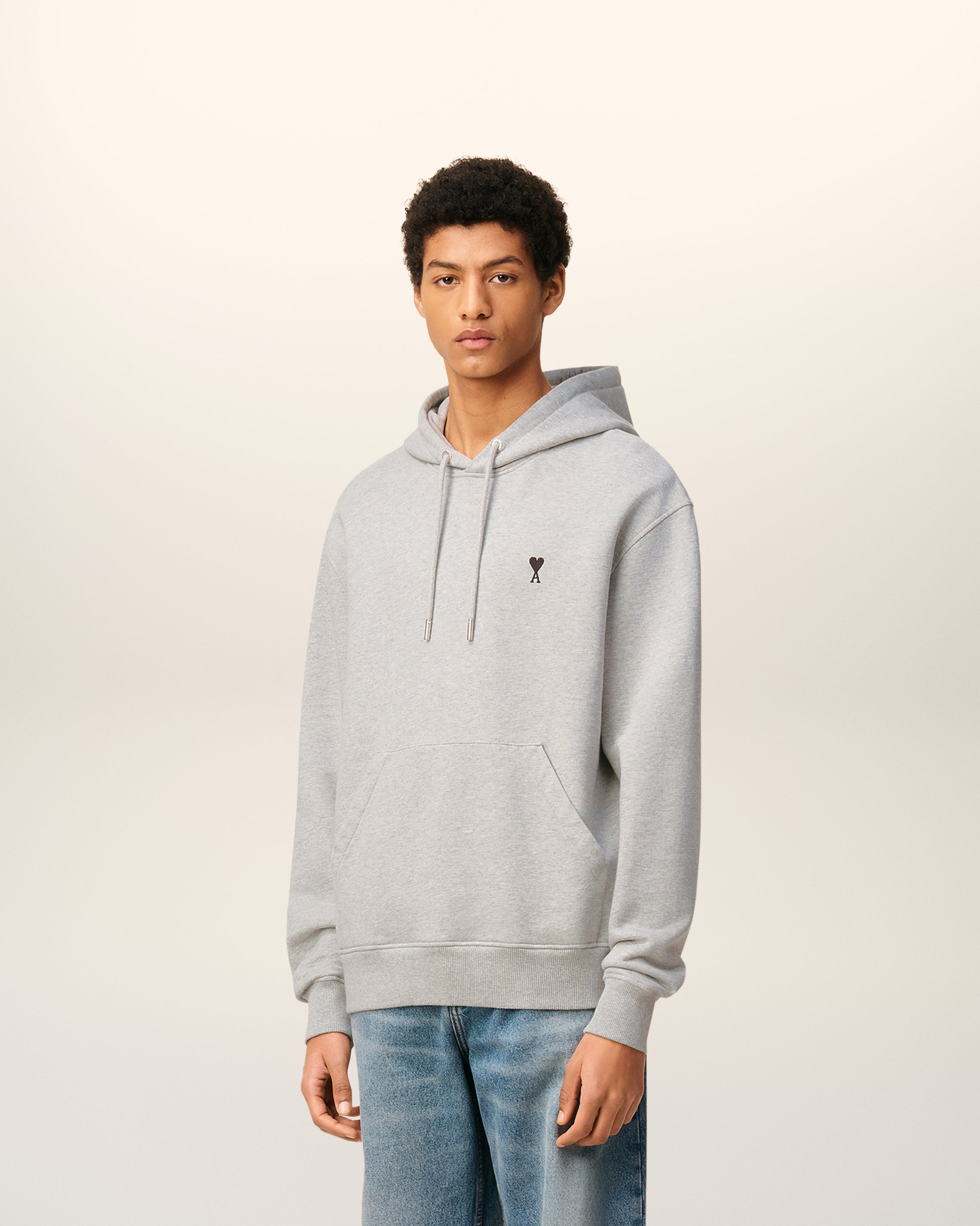 Grey Cotton Ami De Coeur Hoodie HEATHER ASH GREY