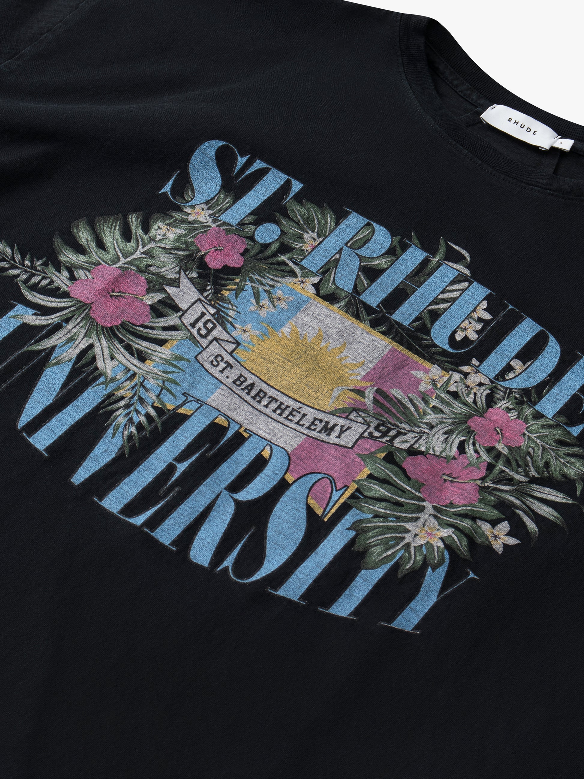 ST. RHUDE UNIVERSITY TEE - VTG BLACK