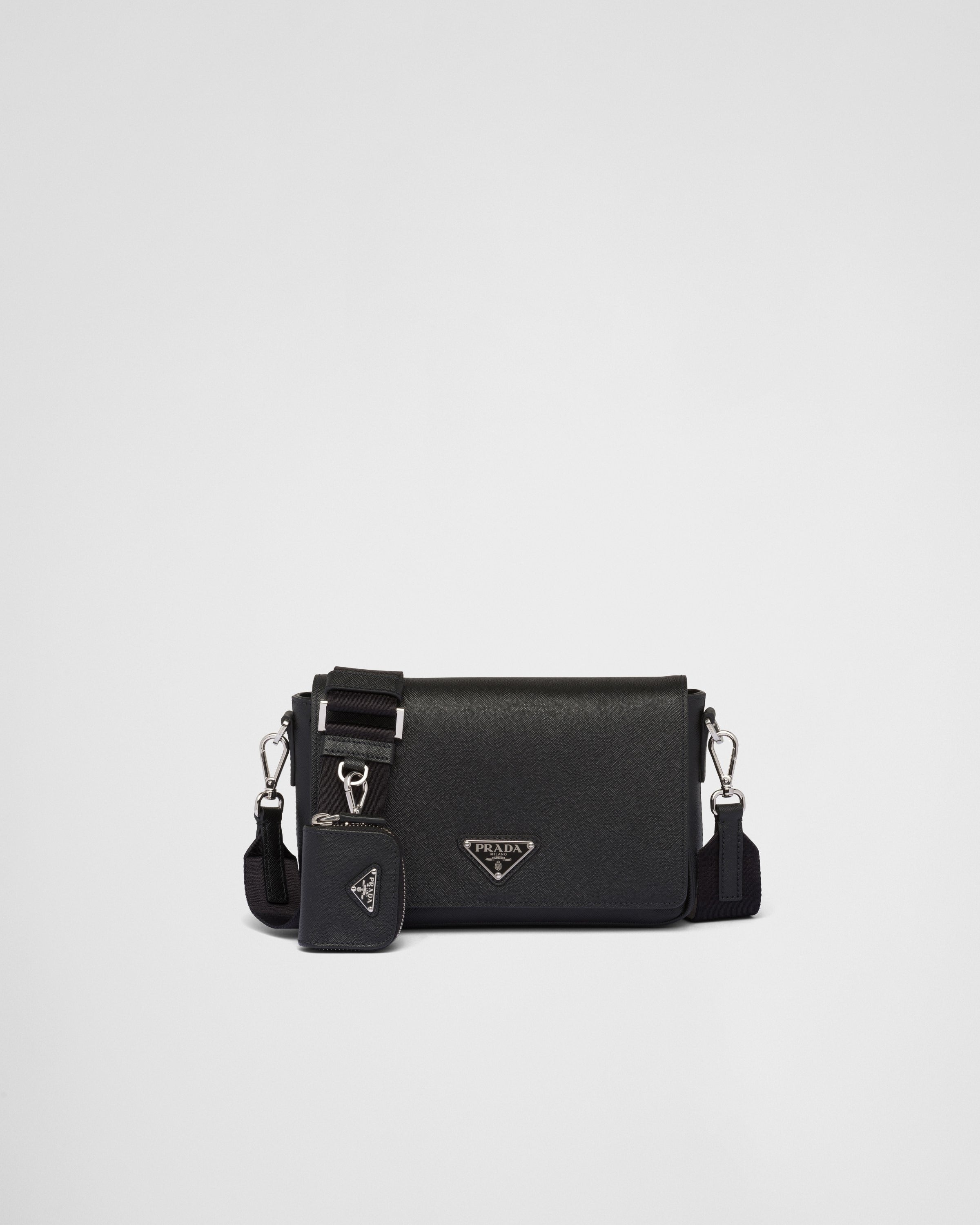 Saffiano leather shoulder bag Black