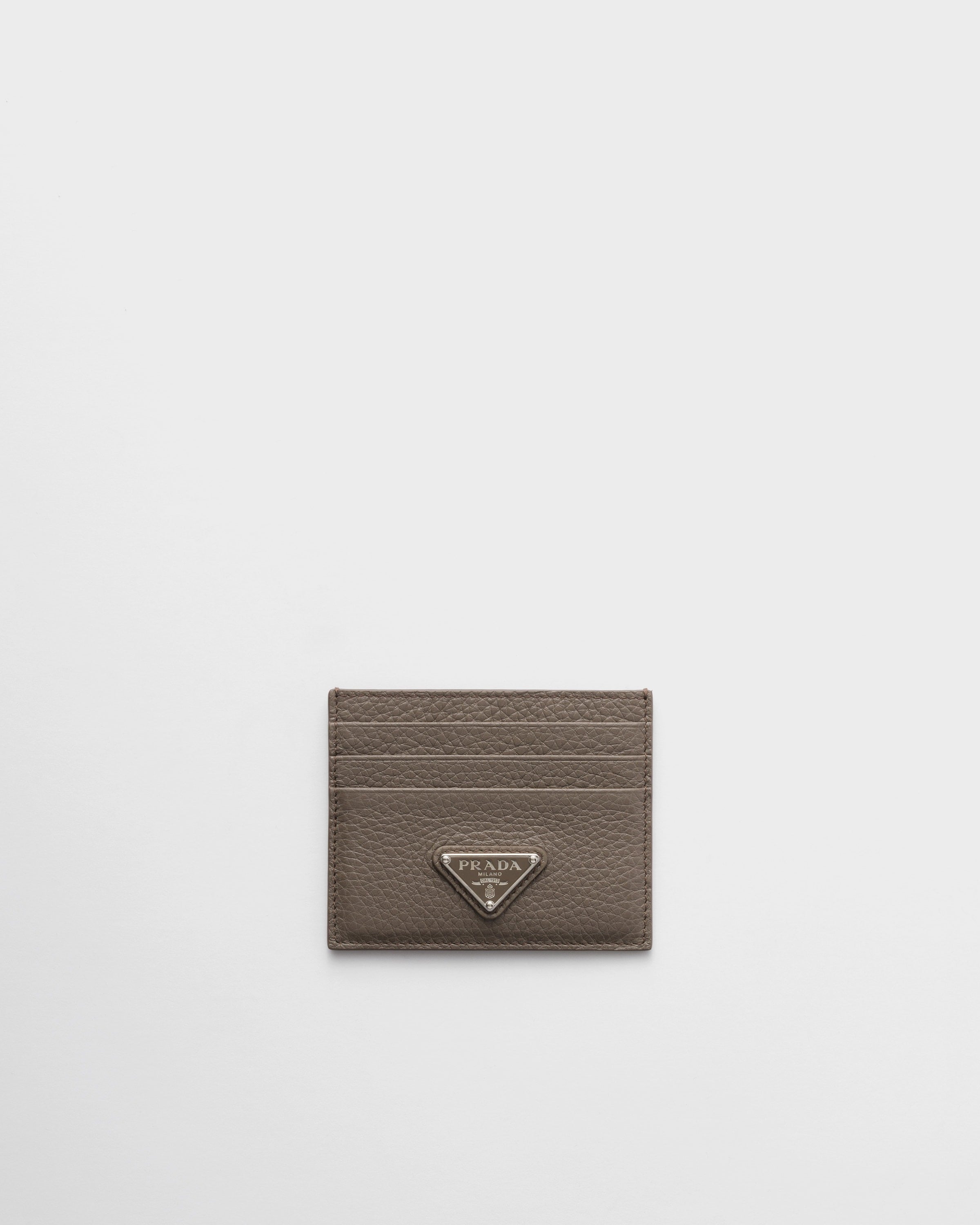 Leather card holder Bamboo Gray