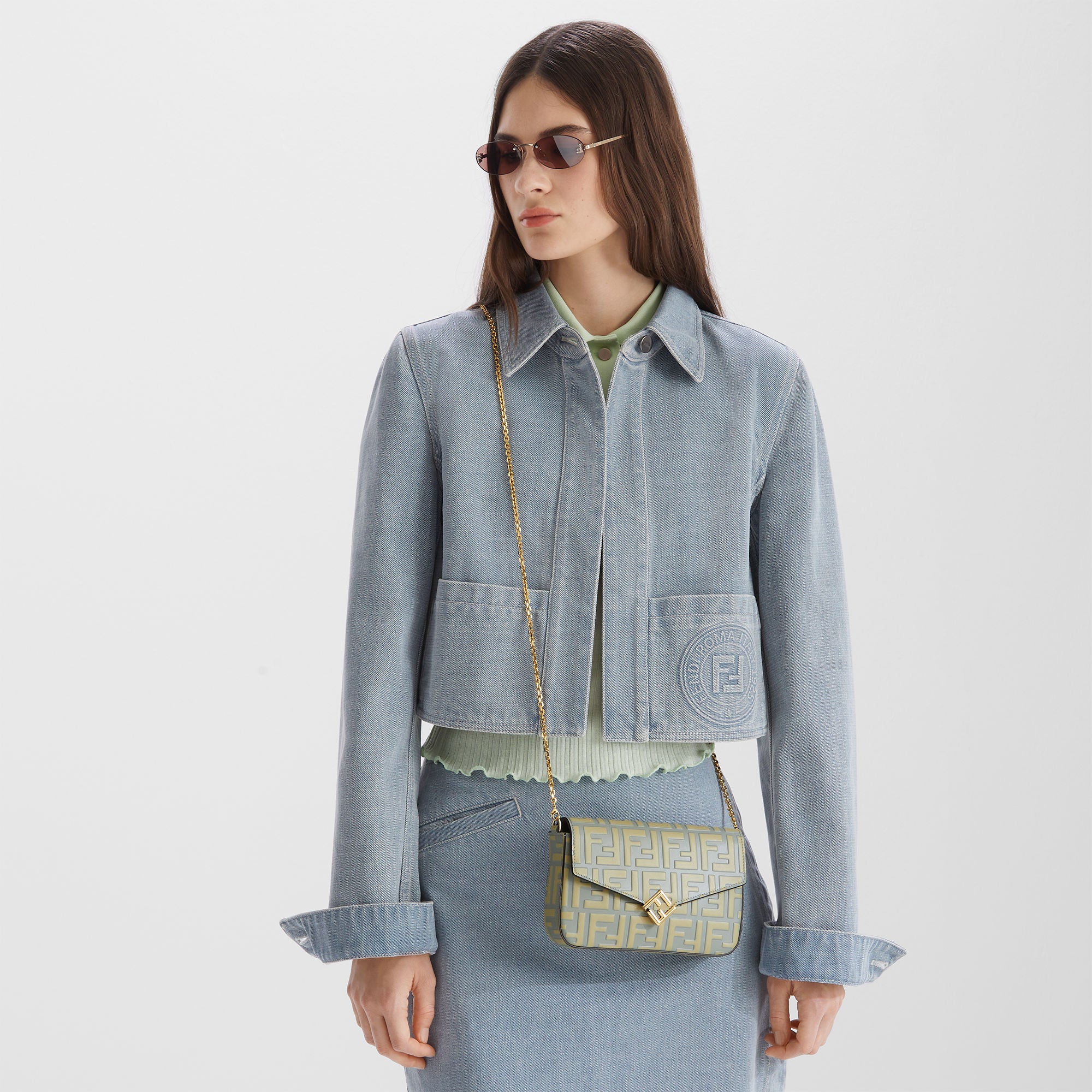 FF Diamonds Wallet On Chain Green leather wallet