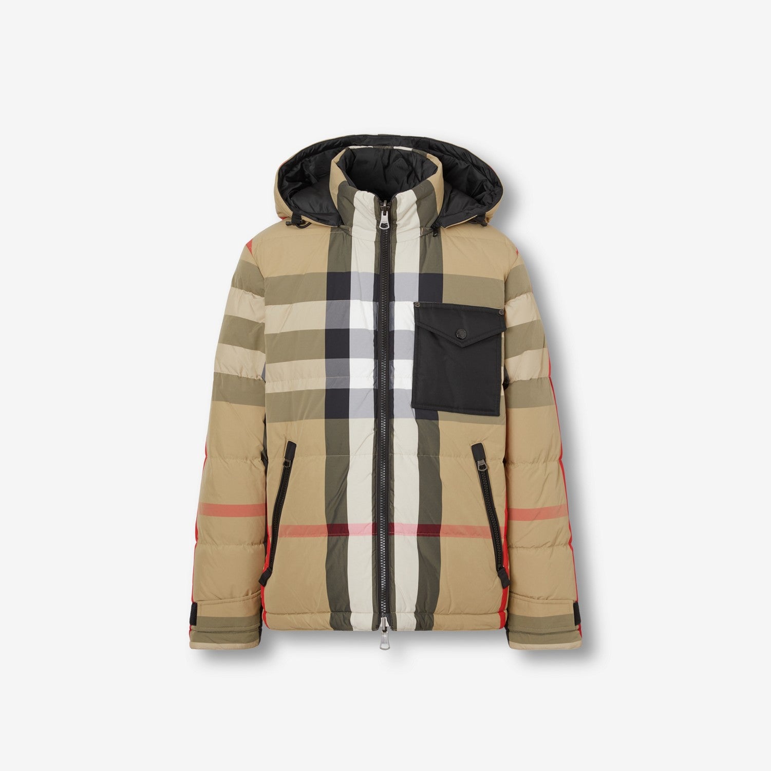 Reversible Check Puffer Jacket - Archive beige/black