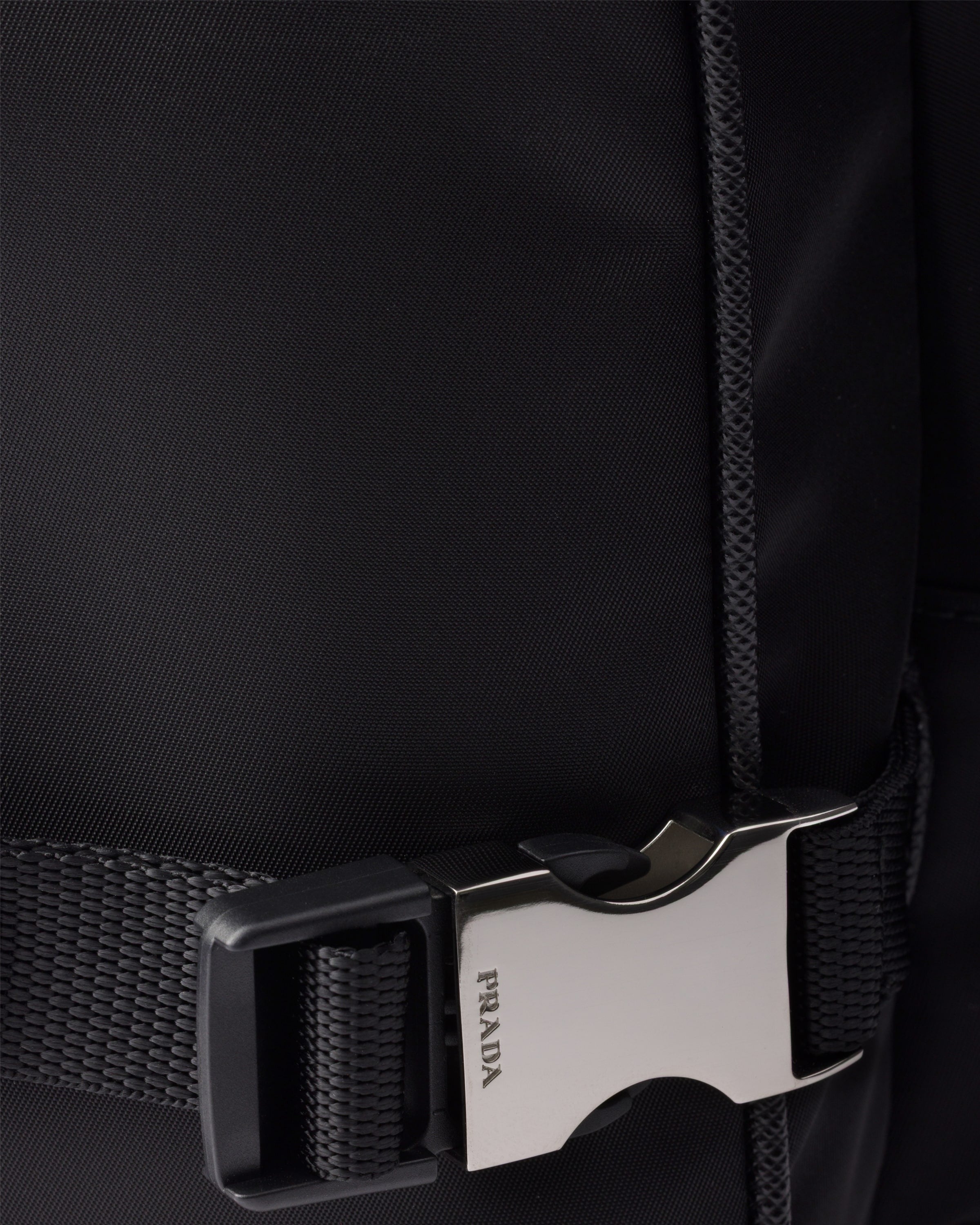 Large Re-Nylon and Saffiano leather shoulder bag Black