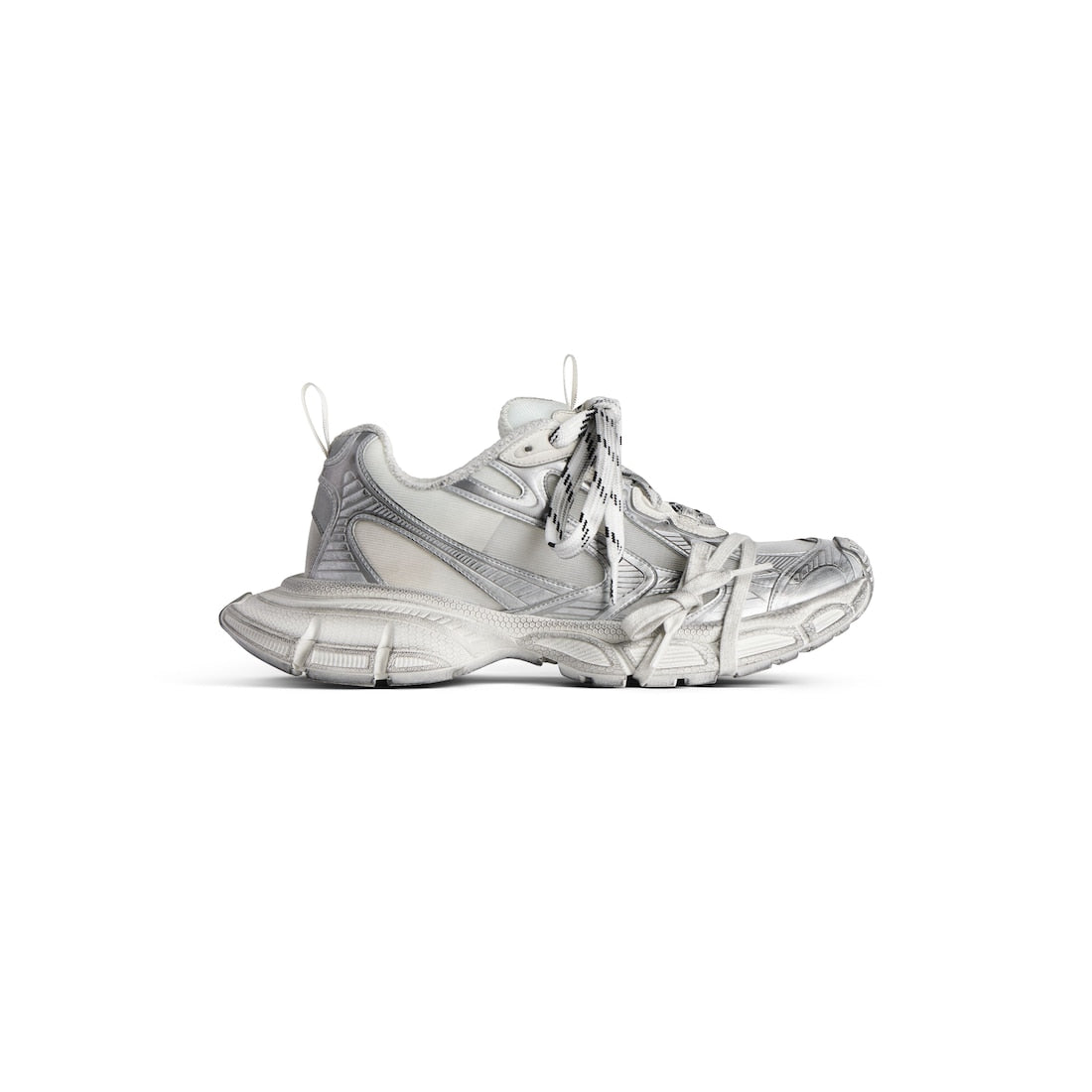 3XL Summer Mesh Sneaker in white and silver transparent mesh, polyurethane and polyester