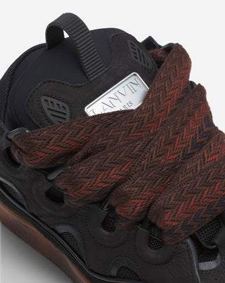 LEATHER CURB SNEAKERS - DARK BROWN/BROWN