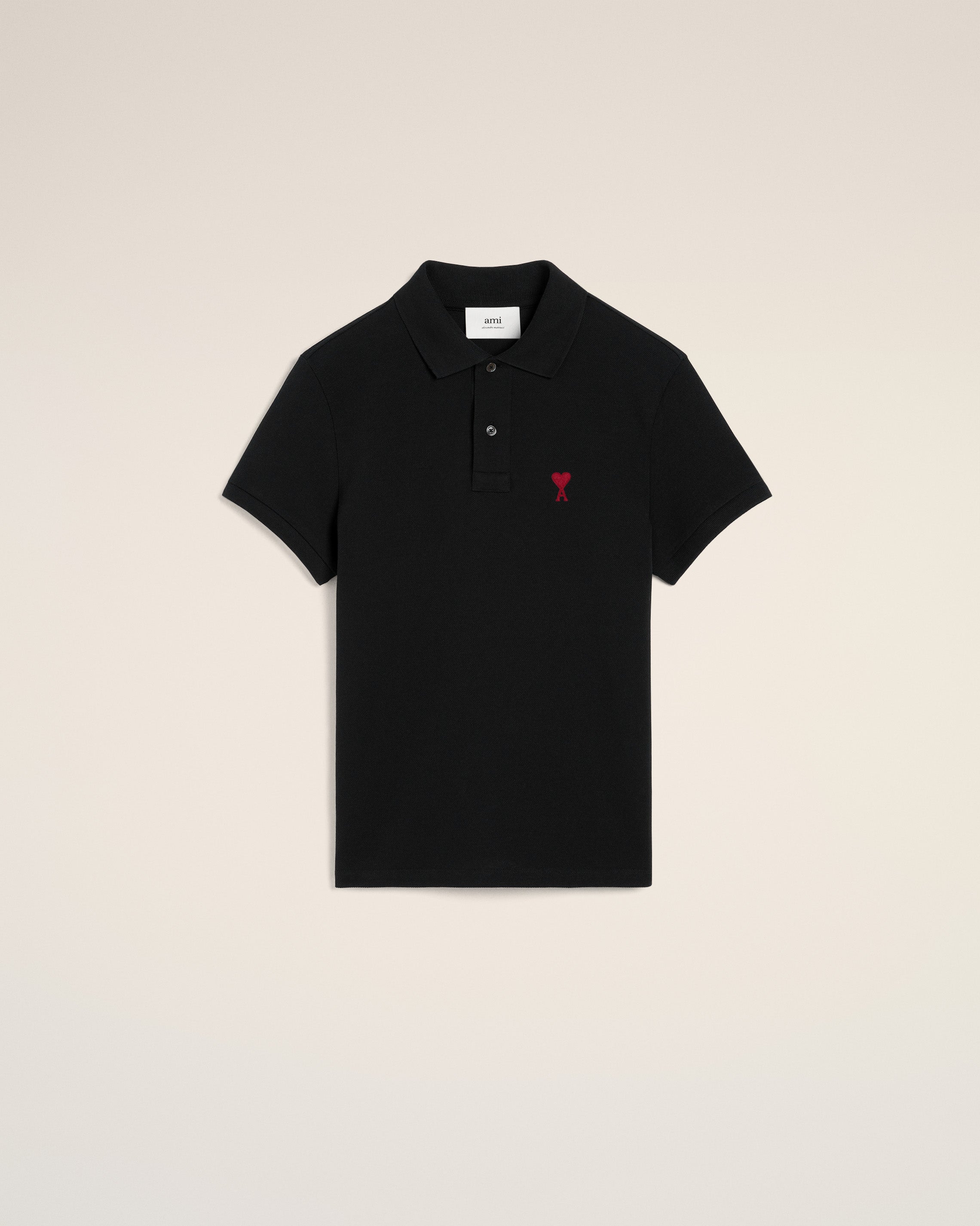 BLACK COTTON AMI DE COEUR POLO SHIRT BLACK