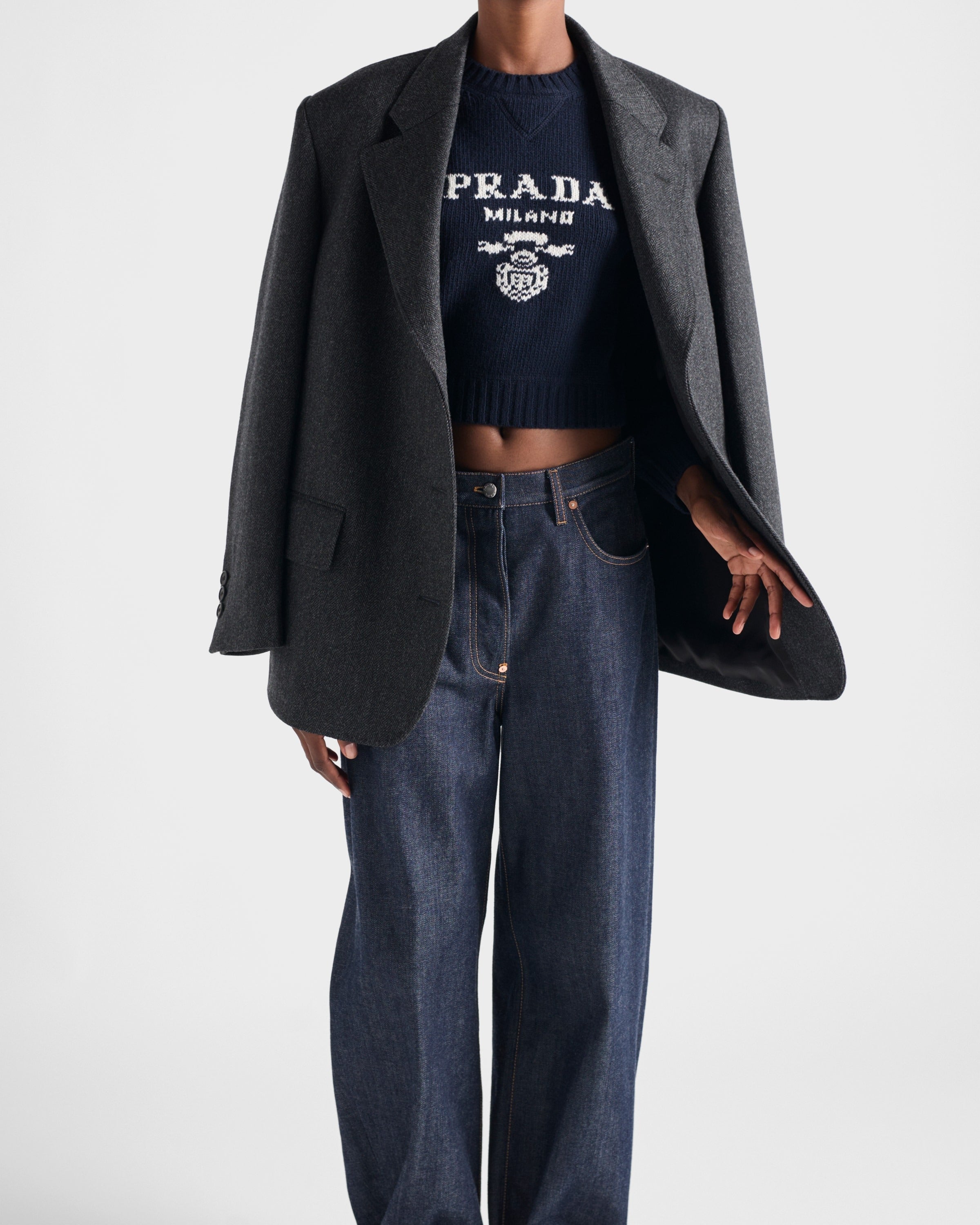 Wool and cashmere crew-neck sweater Navy