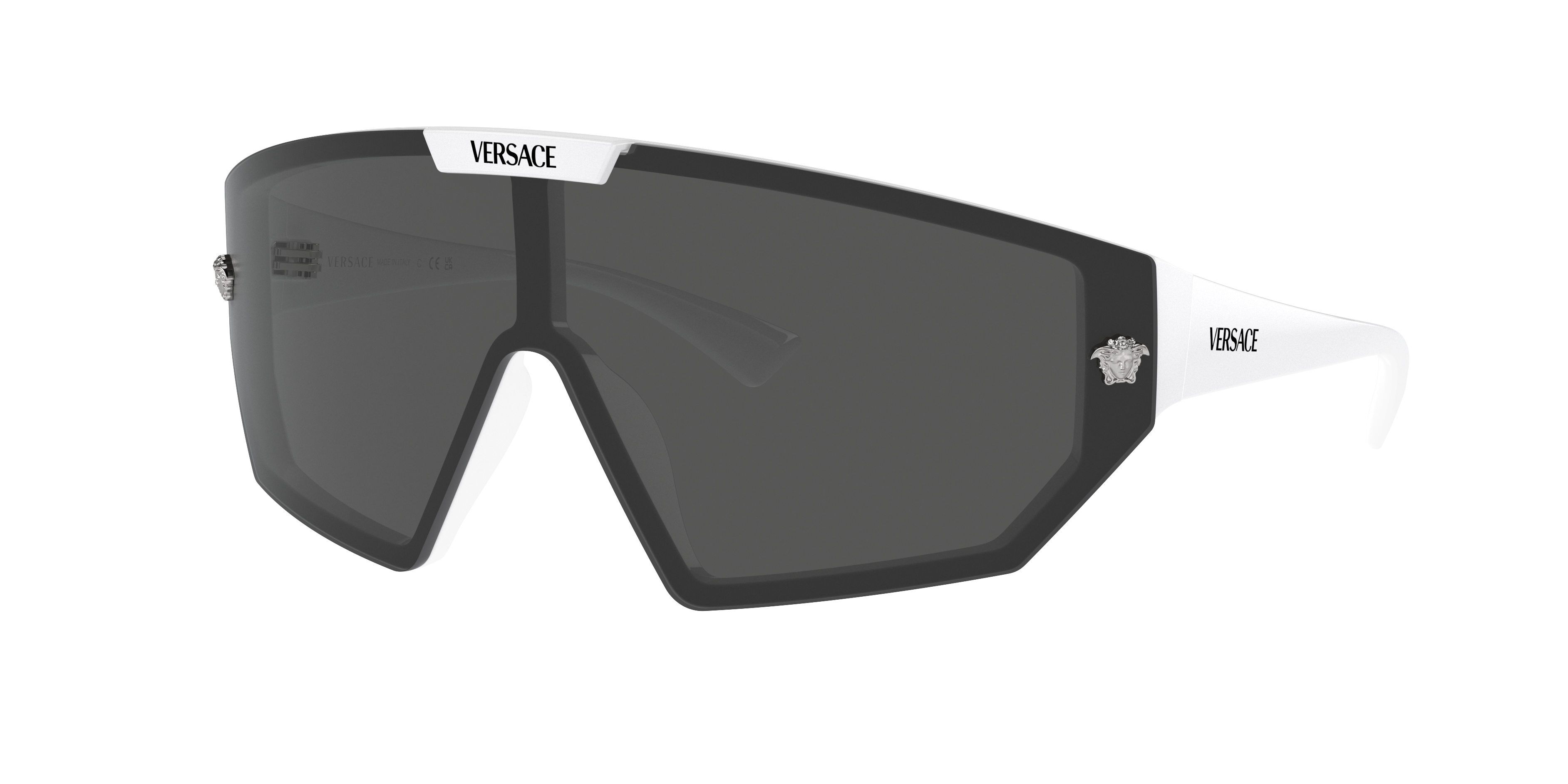 VERSACE VE4461 White - Unisex Luxury Sunglasses, Dark Grey/Mirror Silver Lens