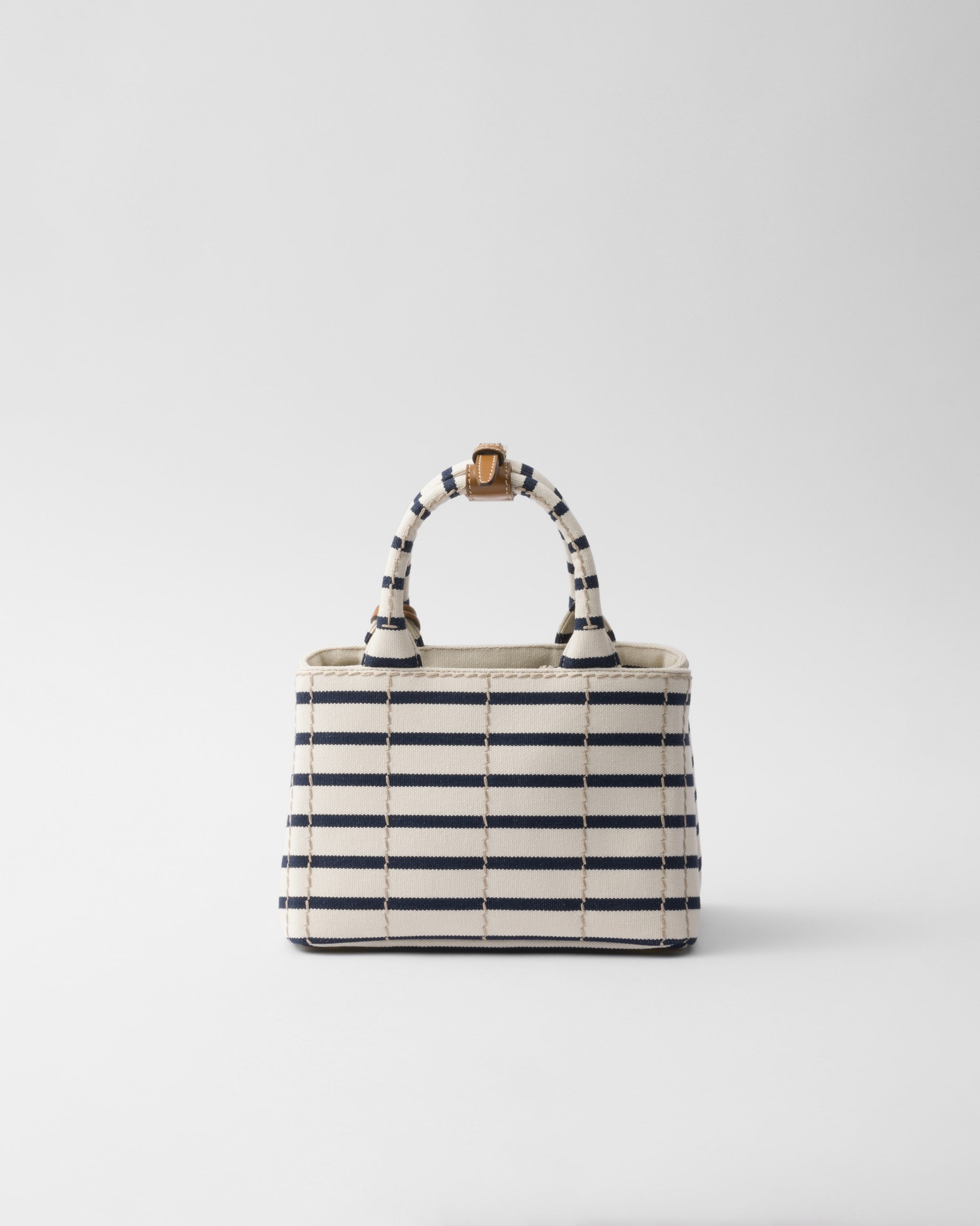 Prada Jardinière striped cotton canvas mini-bag Ivory/Blue