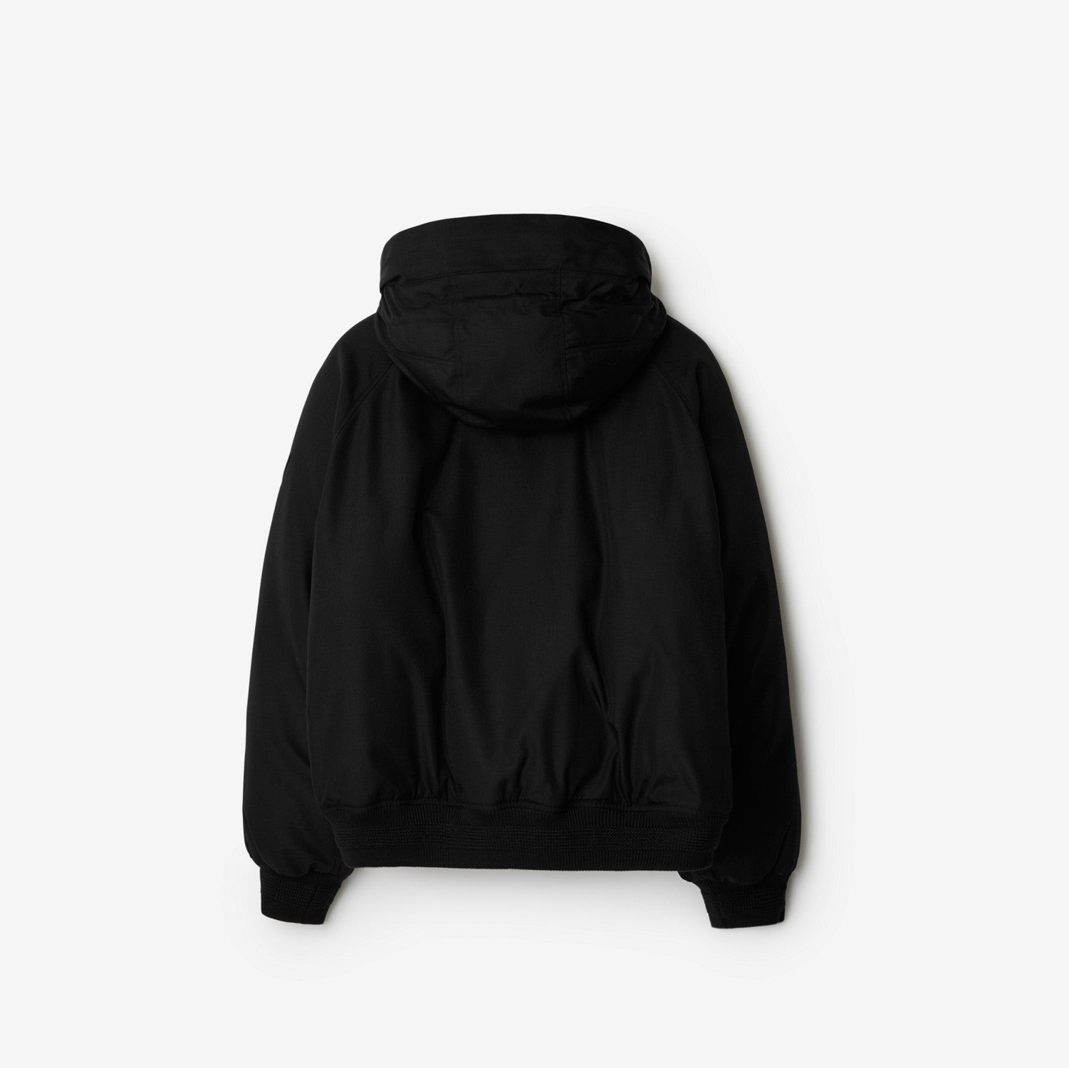 Faux Fur Trim Nylon Bomber Jacket - Black