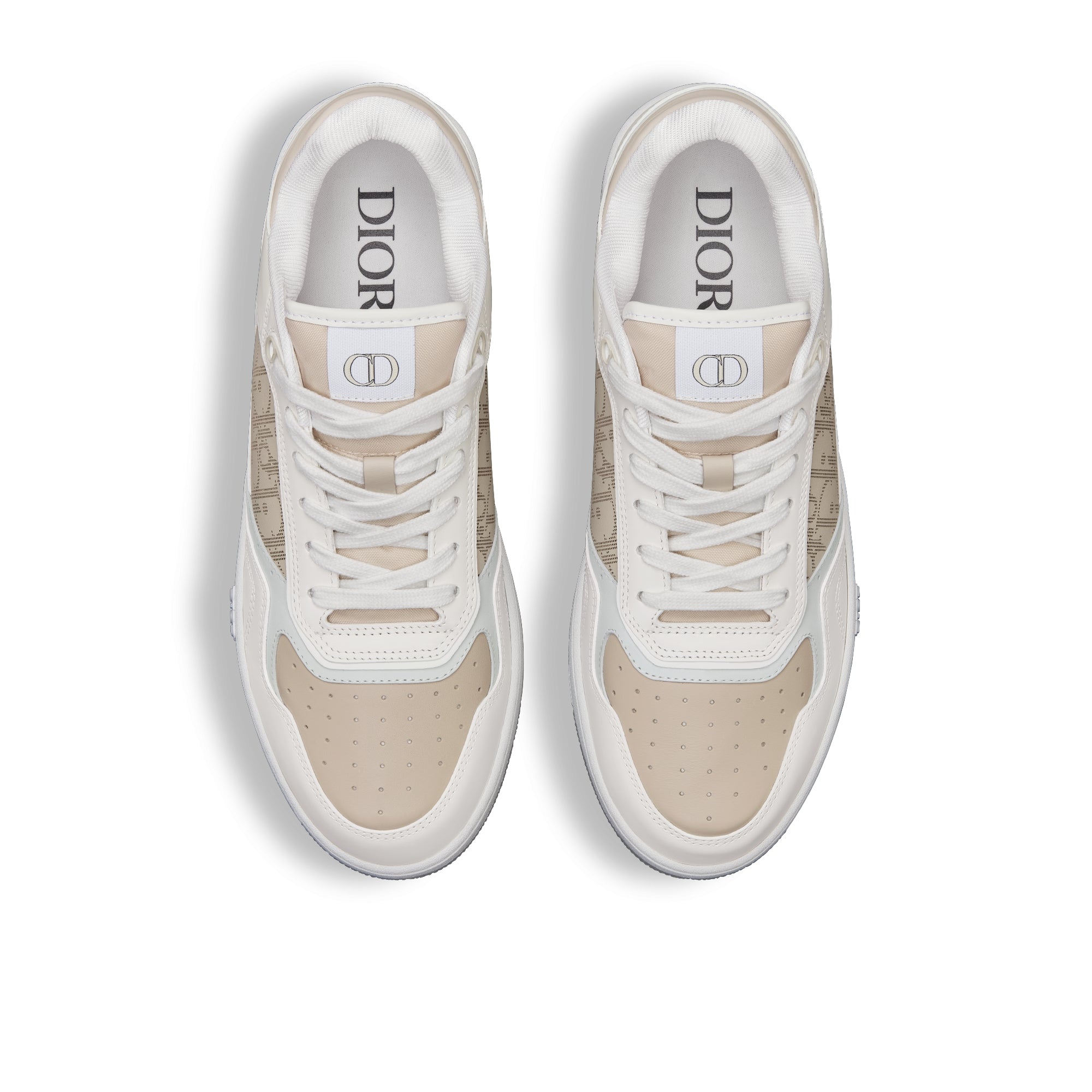 B27 Low-Top Sneaker - White and Beige Smooth Calfskin with Beige Dior Oblique Galaxy Leather