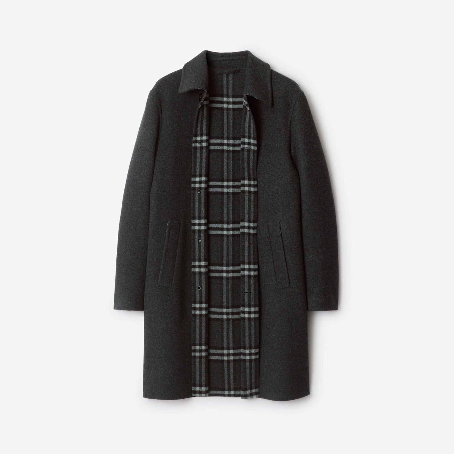 Mid-length Wool Car Coat - Charcoal