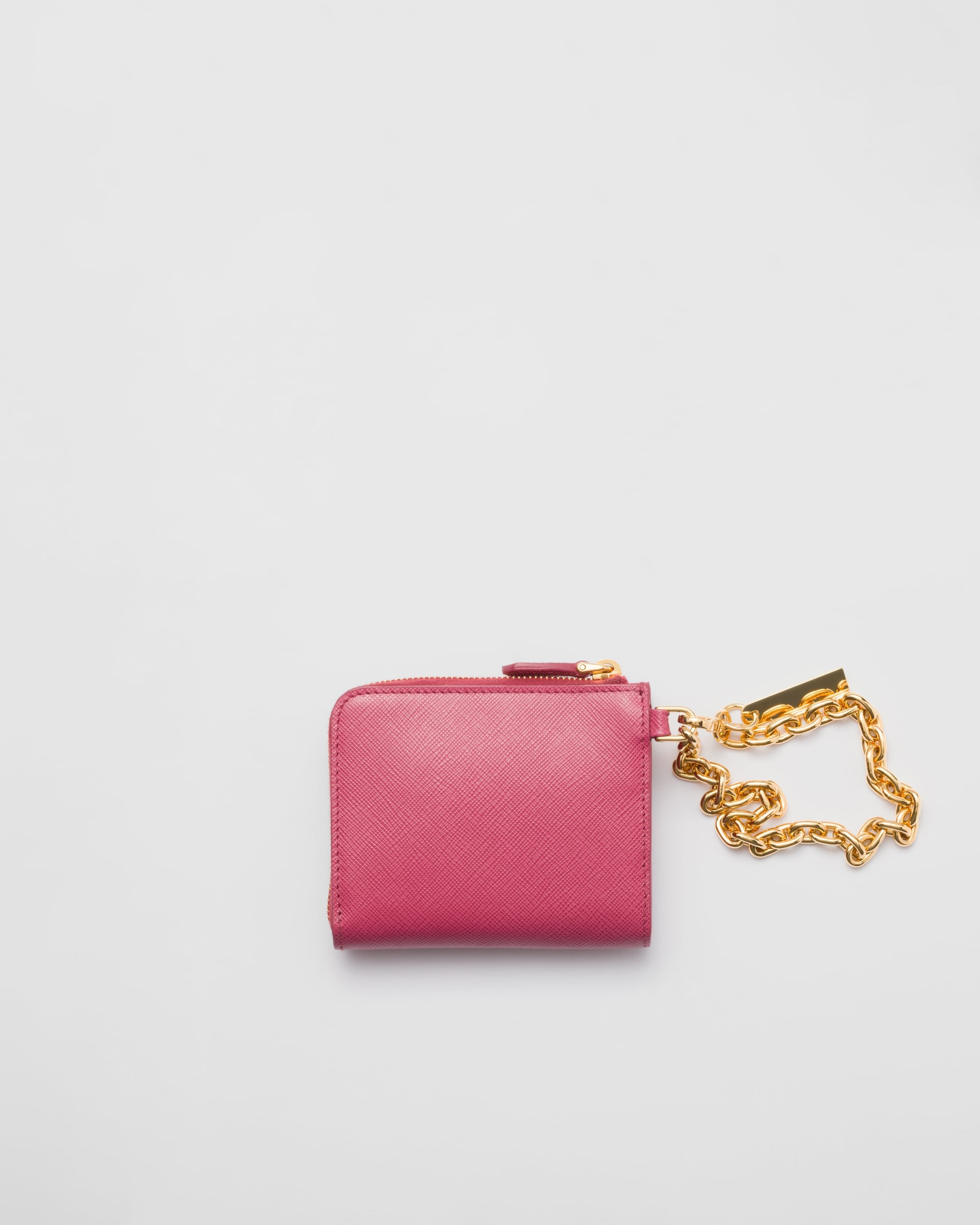 Small Saffiano leather zipper wallet Bruyere Pink