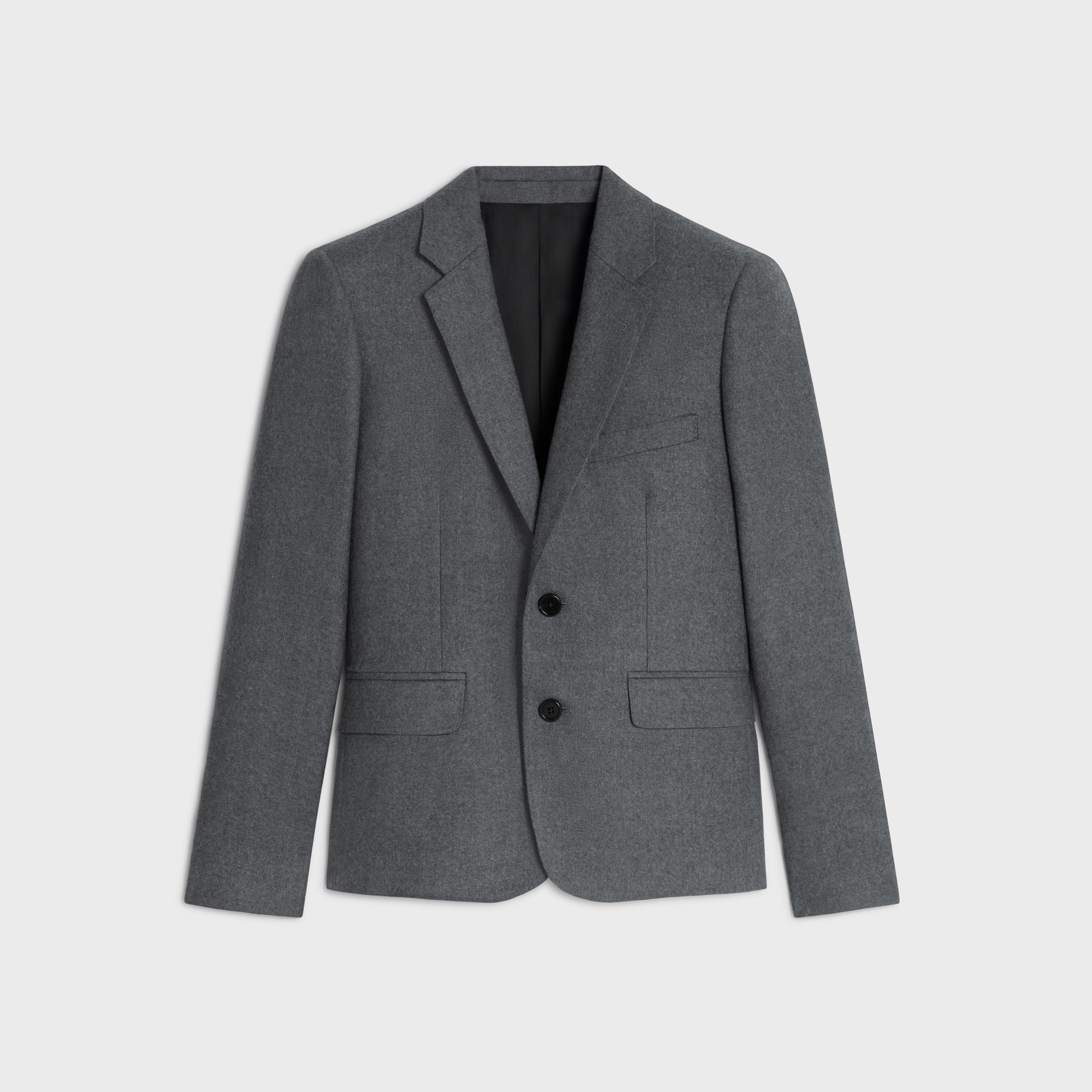 CAMPBELL JACKET IN FLANNEL TWILL - GREY MELANGE