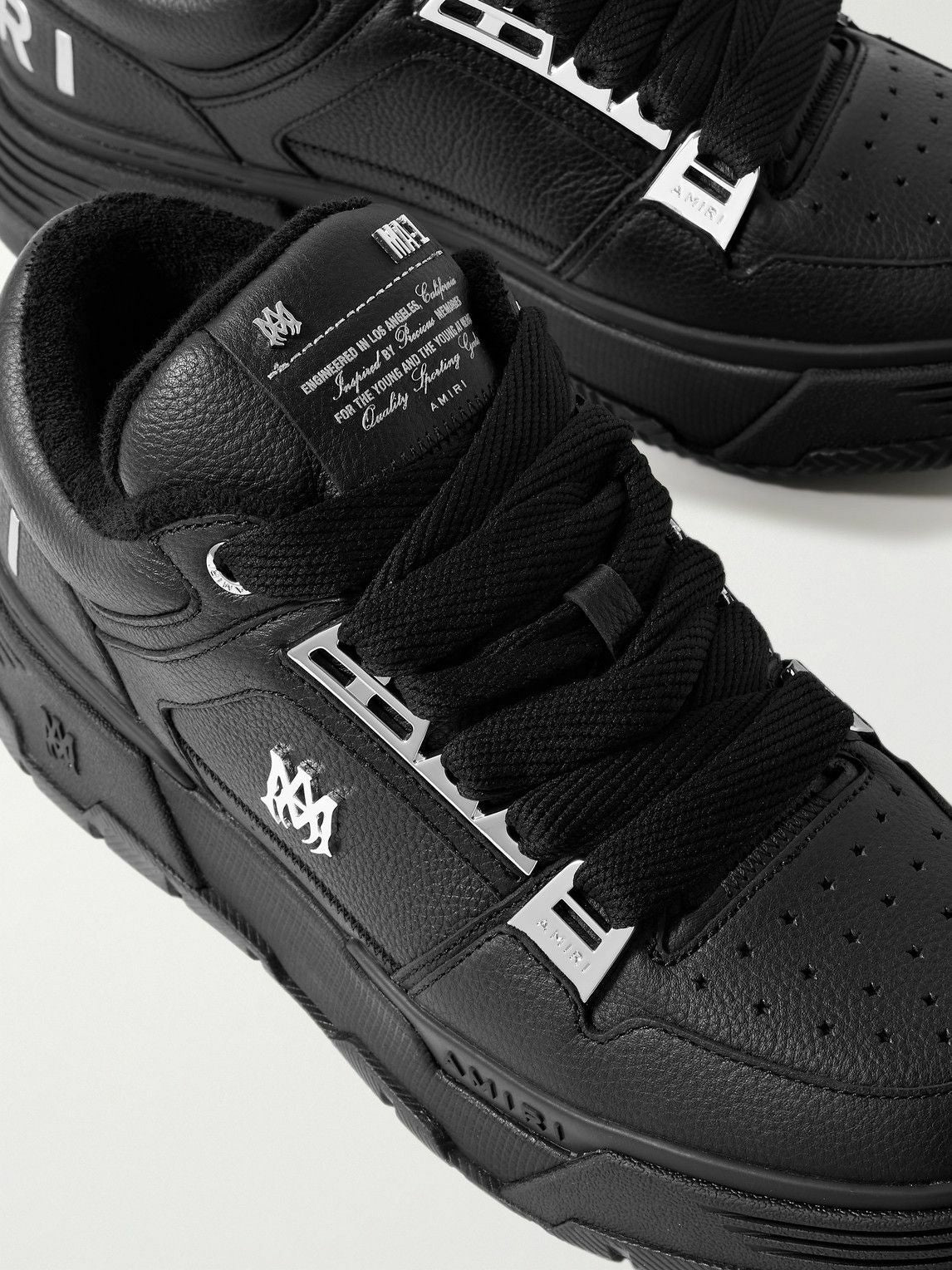 AMIRI - MA-1 Embellished Full-Grain Leather Sneakers - Black